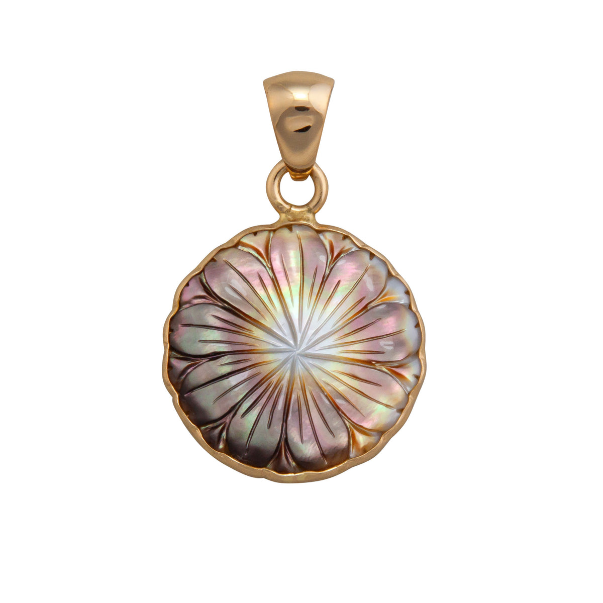 Alchemia Mother of Pearl Flower Carved Pendant | Charles Albert Jewelry
