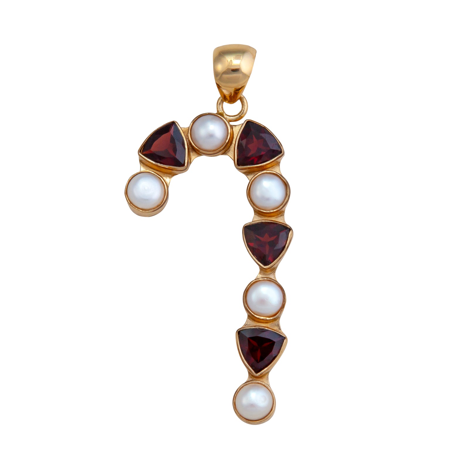 Alchemia Garnet and Pearl Candy Cane Pendant | Charles Albert Jewelry