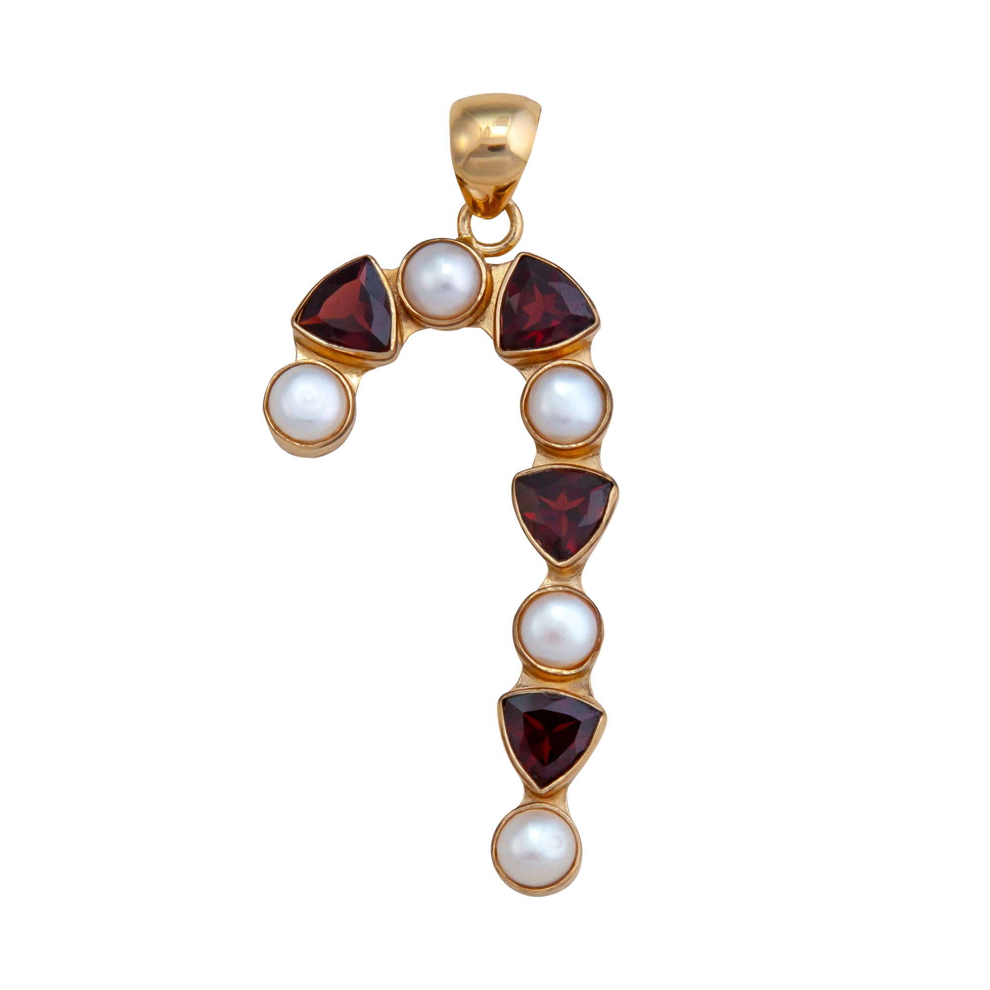 Alchemia Garnet and Pearl Candy Cane Pendant | Charles Albert Jewelry