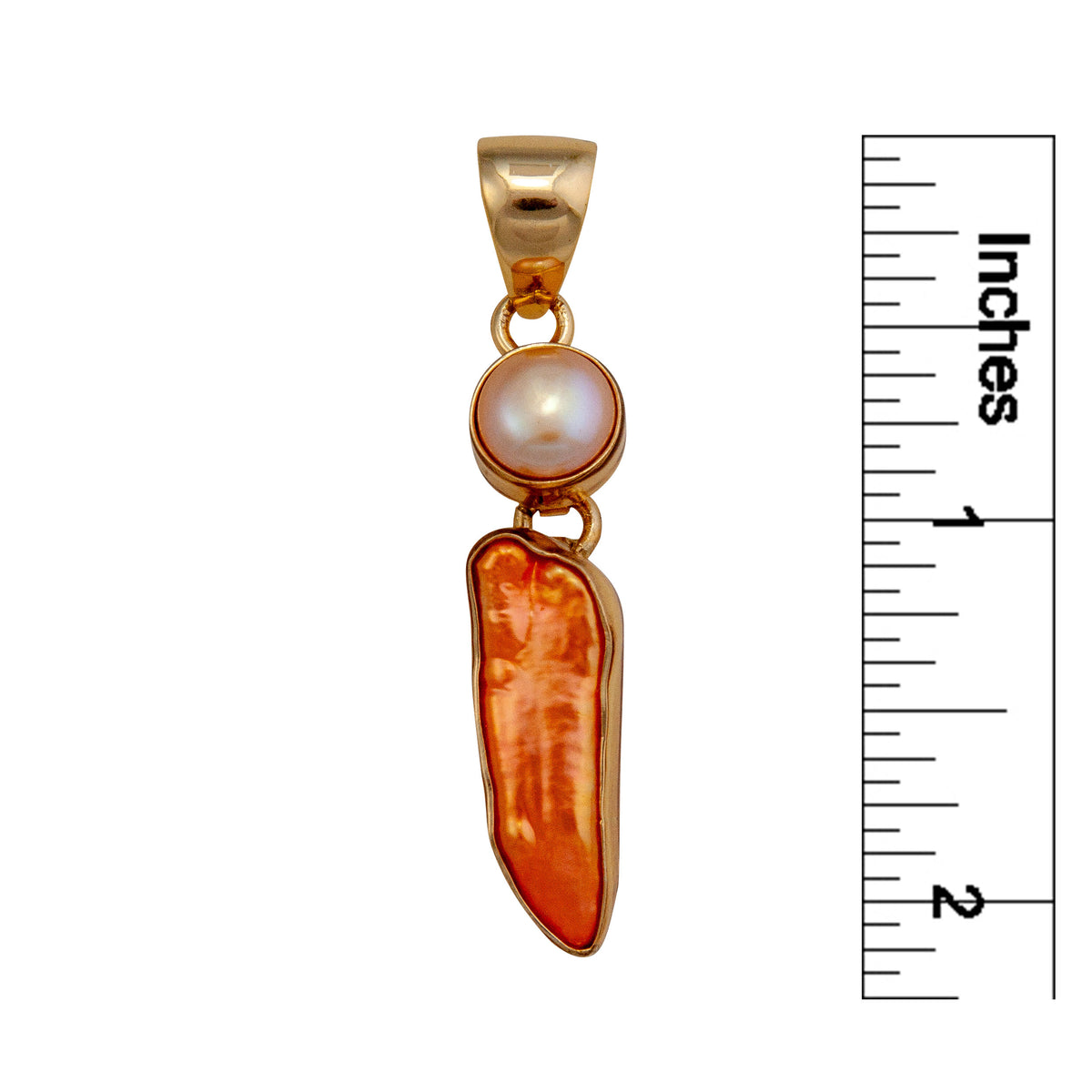 Alchemia Sunset Pearl and Biwa Pearl Pendant | Charles Albert Jewelry