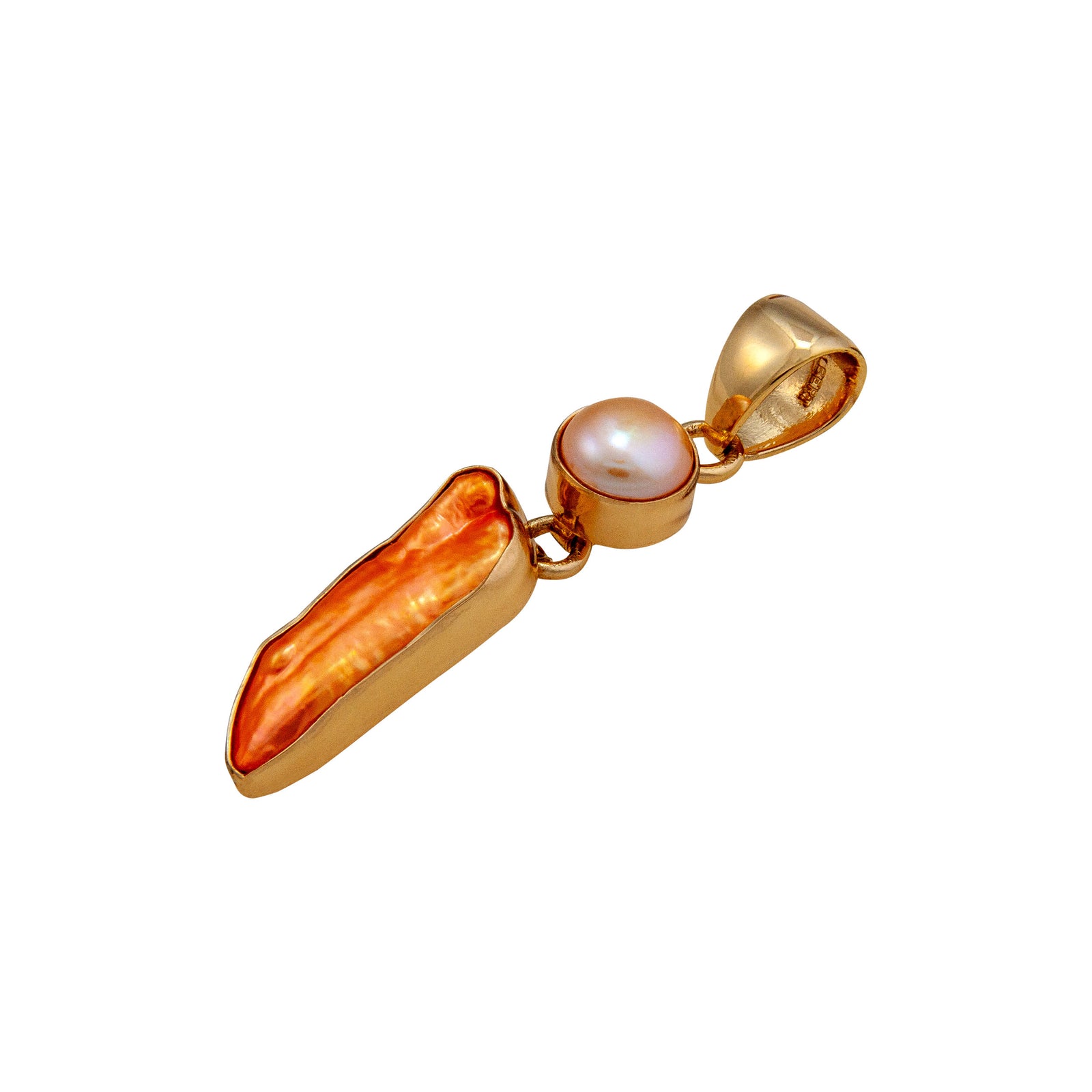 Alchemia Sunset Pearl and Biwa Pearl Pendant | Charles Albert Jewelry
