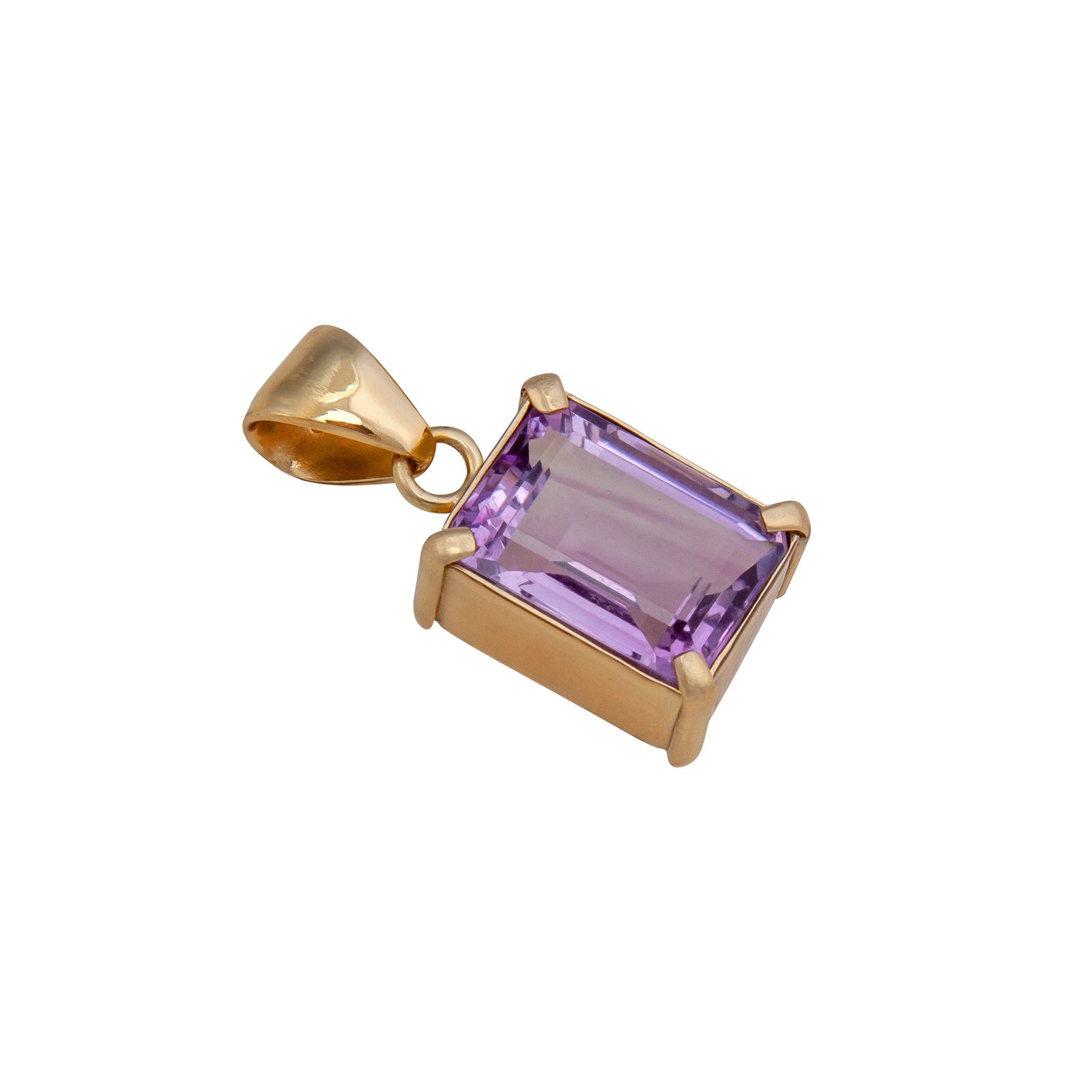 Alchemia Amethyst Prong and Bezel Set Rectangle Pendant | Charles Albert Jewelry