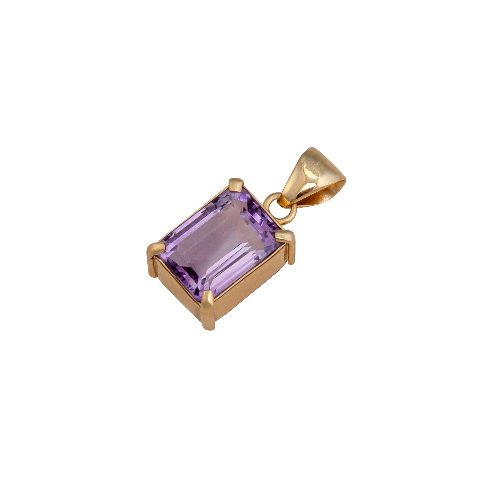 Alchemia Amethyst Prong and Bezel Set Rectangle Pendant | Charles Albert Jewelry