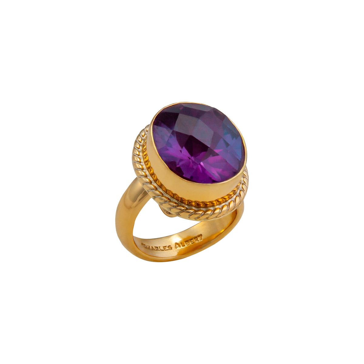 Alchemia Lab Created Alexandrite Oval Rope Adjustable Ring | Charles Albert Jewelry