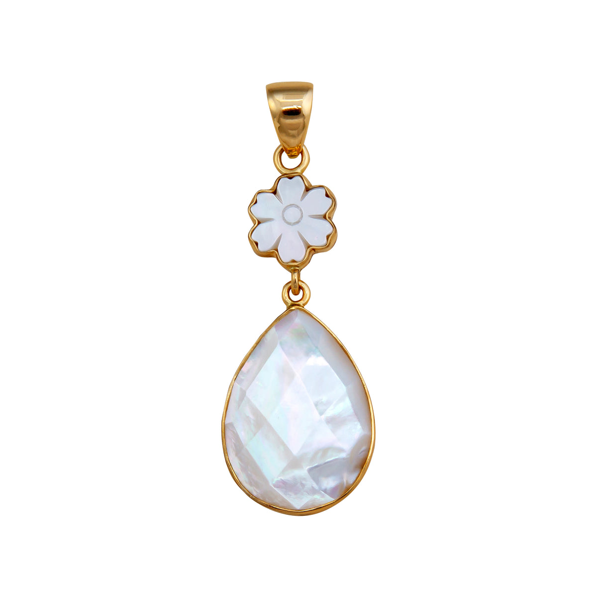 Alchemia Mother of Pearl Flower and Teardrop Pendant | Charles Albert Jewelry