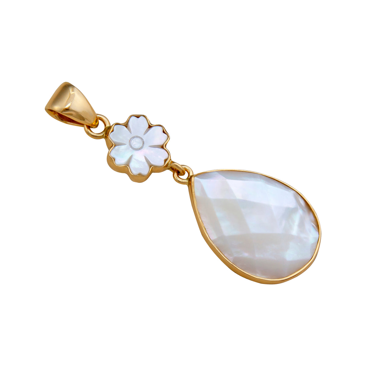 Alchemia Mother of Pearl Flower and Teardrop Pendant | Charles Albert Jewelry