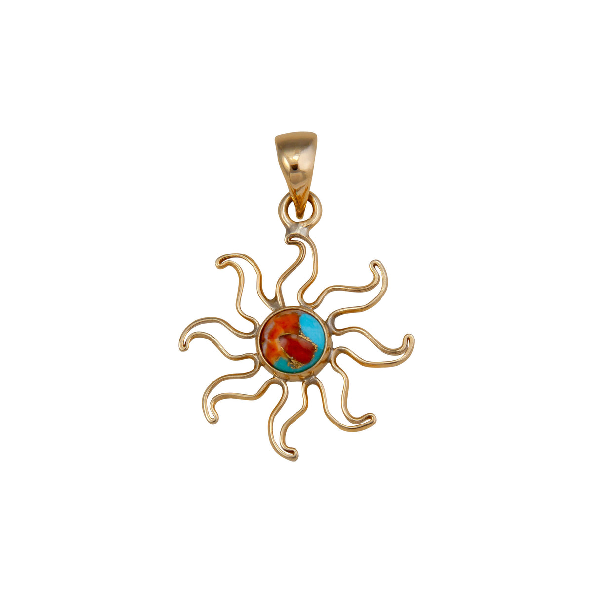 Alchemia Turquoise and Spiny Oyster Shell Sun Pendant | Charles Albert Jewelry