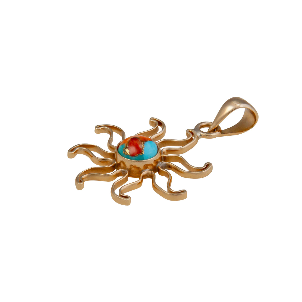 Alchemia Turquoise and Spiny Oyster Shell Sun Pendant | Charles Albert Jewelry