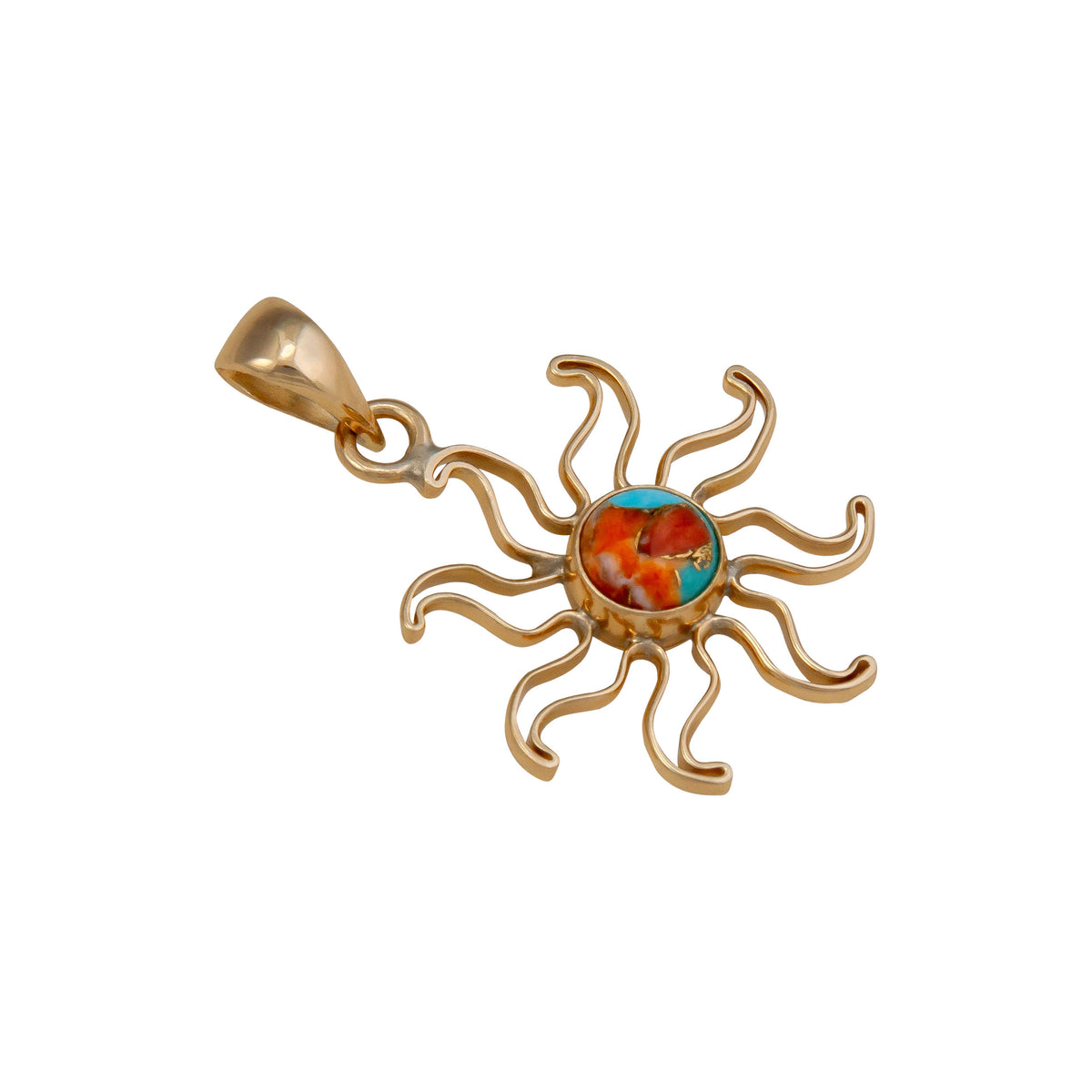 Alchemia Turquoise and Spiny Oyster Shell Sun Pendant | Charles Albert Jewelry