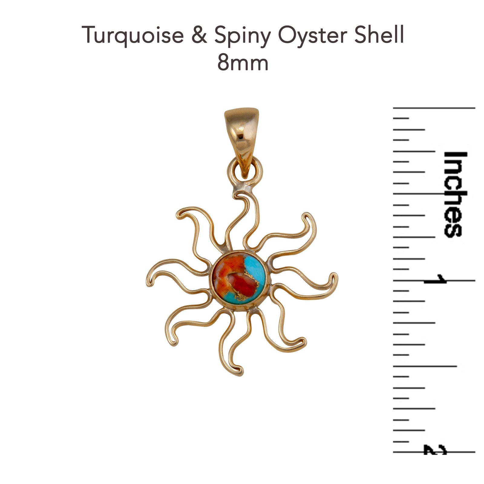 Alchemia Turquoise and Spiny Oyster Shell Sun Pendant | Charles Albert Jewelry