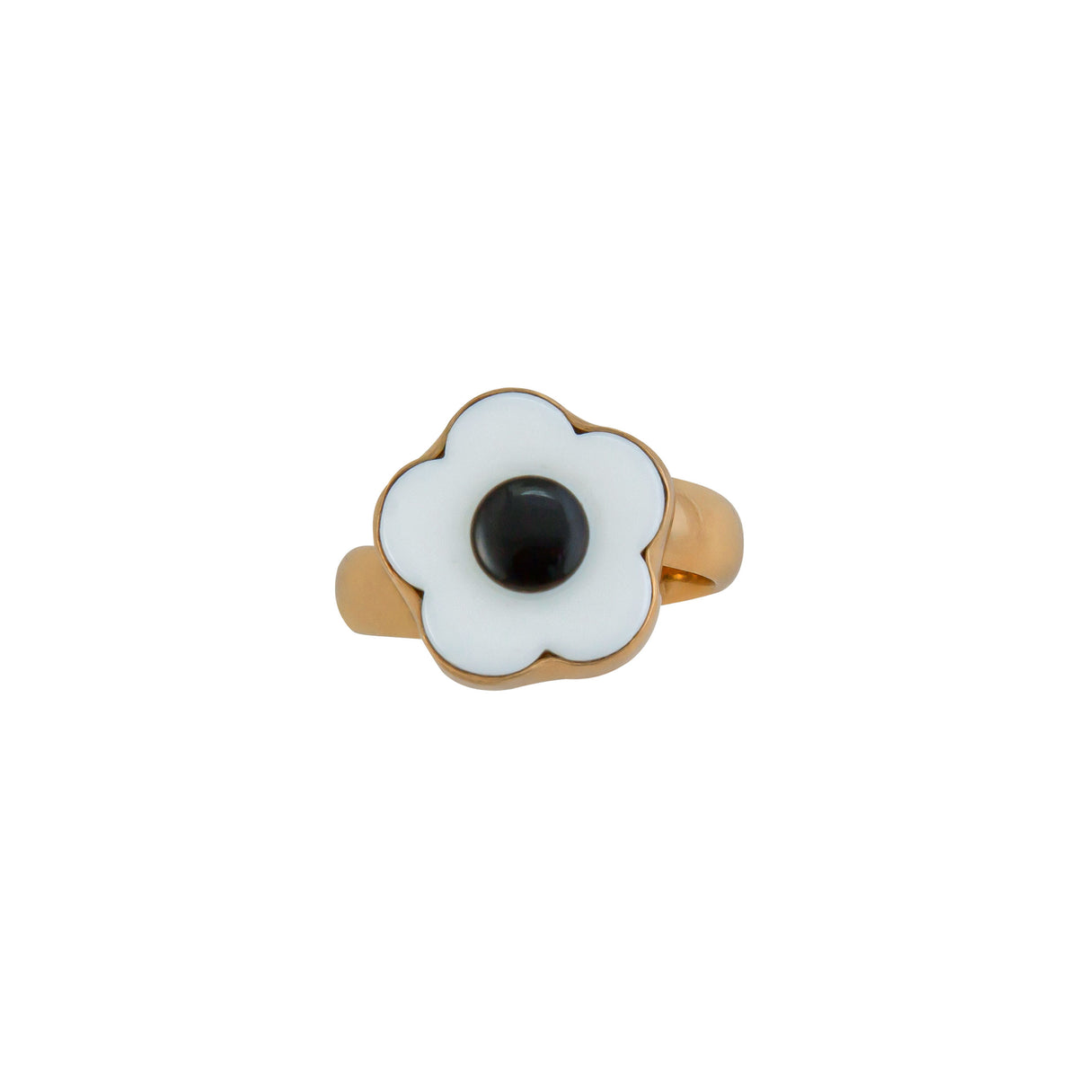 Alchemia White Acrylic Flower Adjustable Ring | Charles Albert ewelry