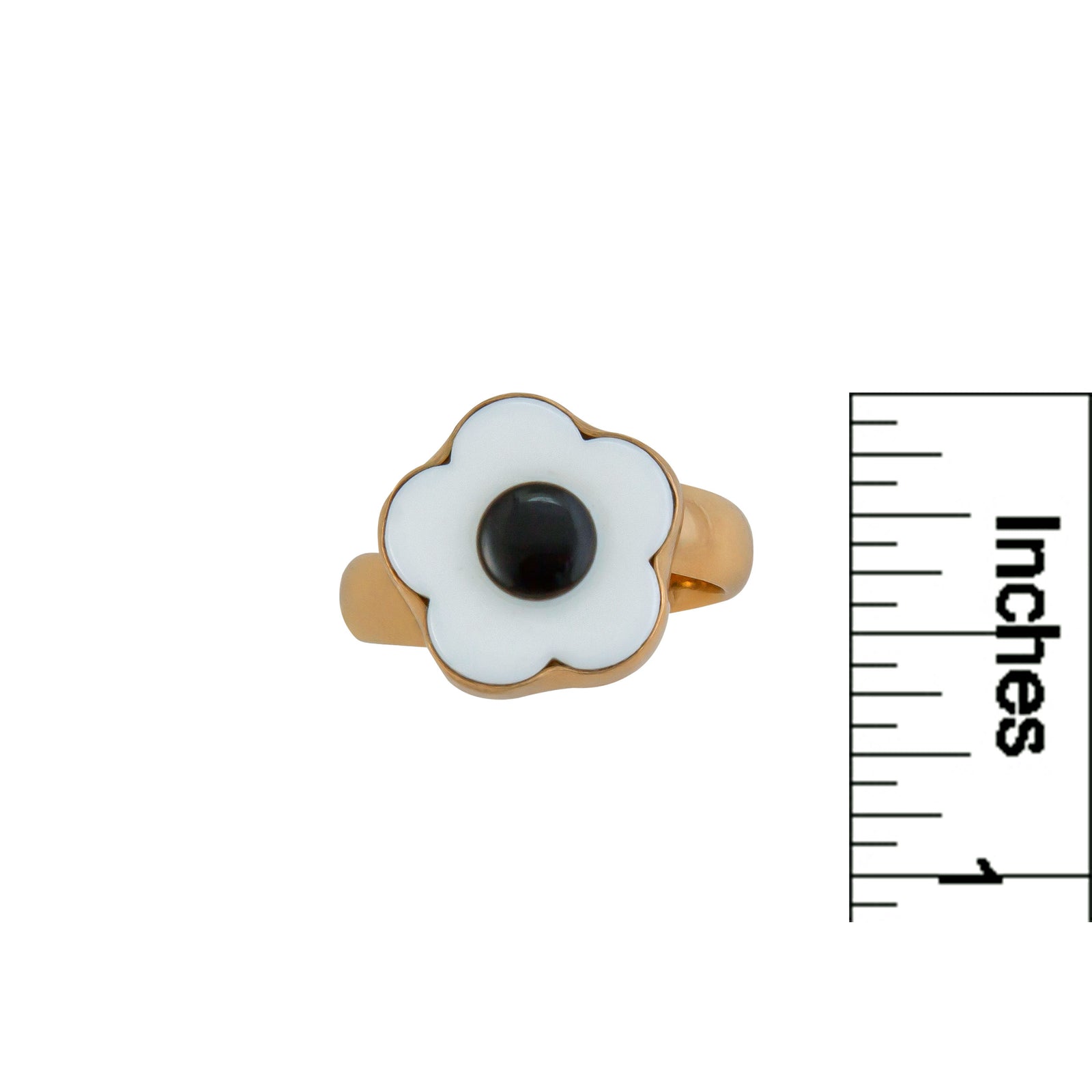 Alchemia White Acrylic Flower Adjustable Ring | Charles Albert ewelry
