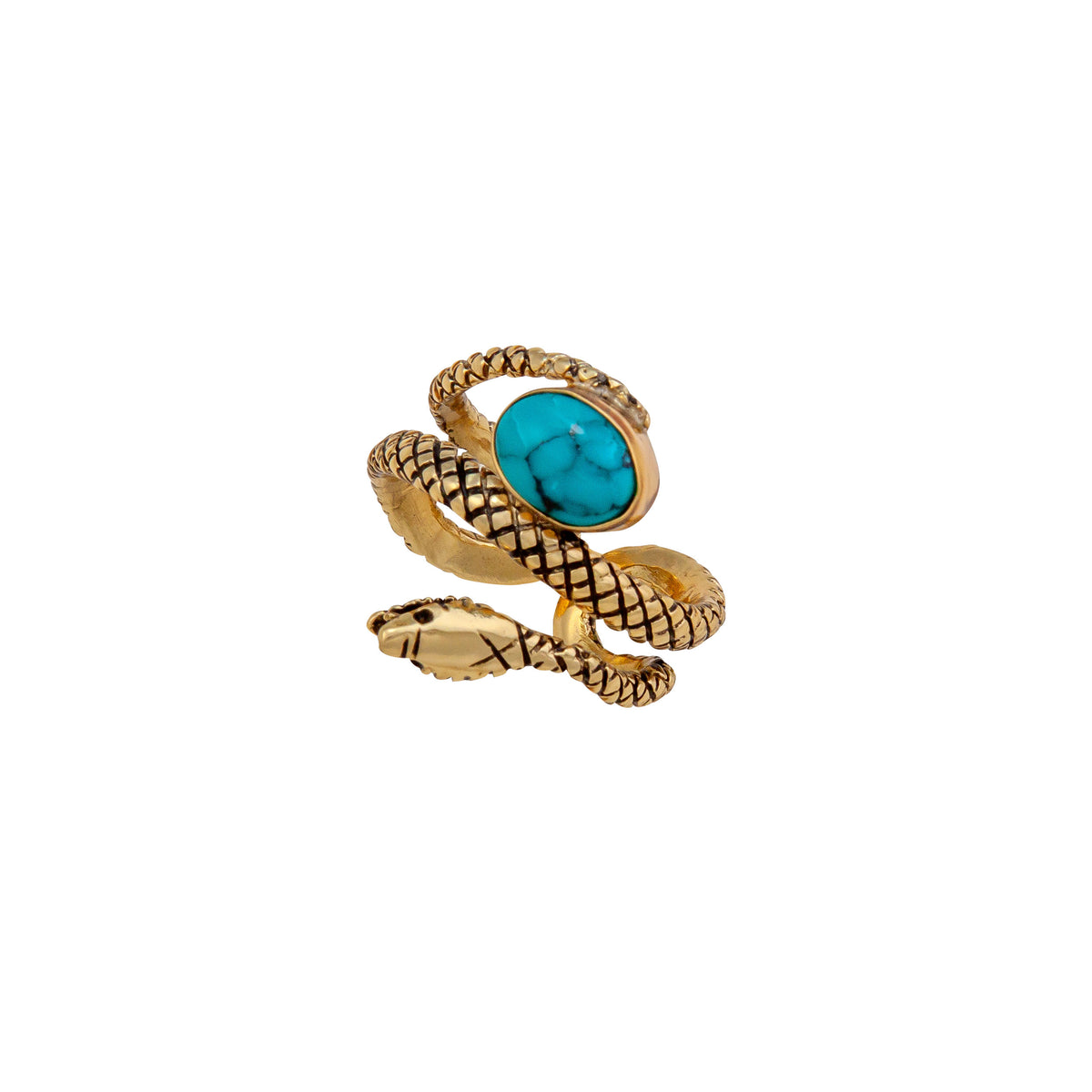Alchemia Turquoise Snake Adjustable Cuff Ring | Charles Albert Jewelry