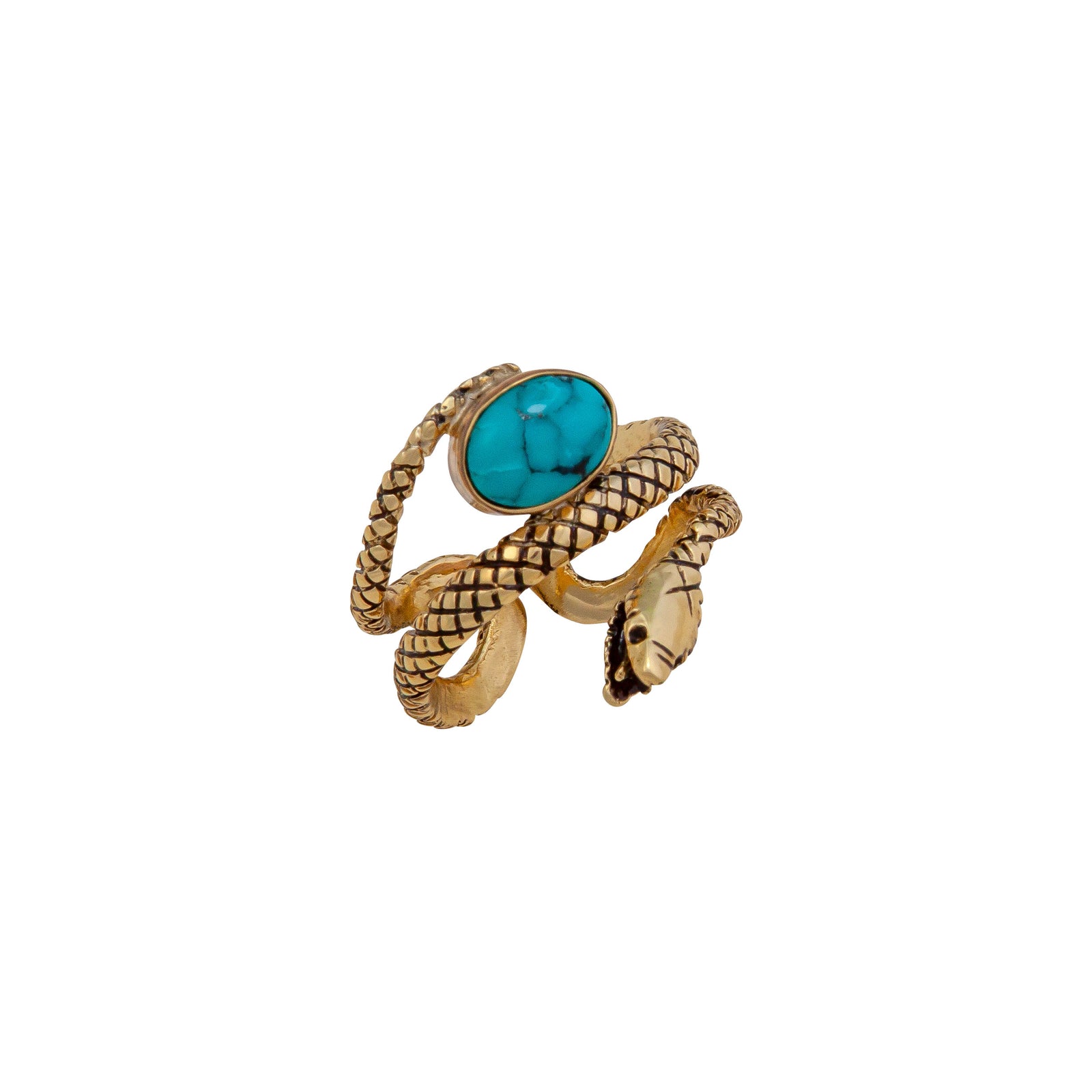 Alchemia Turquoise Snake Adjustable Cuff Ring | Charles Albert Jewelry