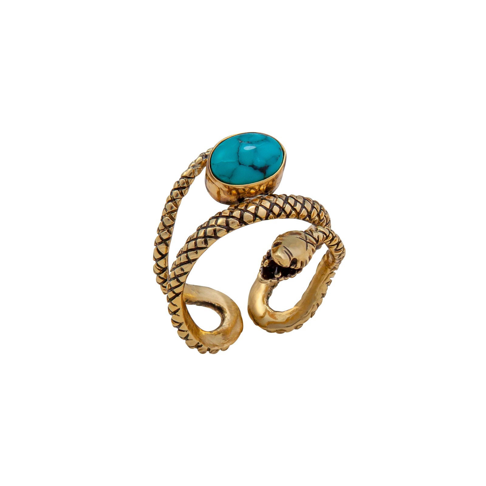 Alchemia Turquoise Snake Adjustable Cuff Ring | Charles Albert Jewelry