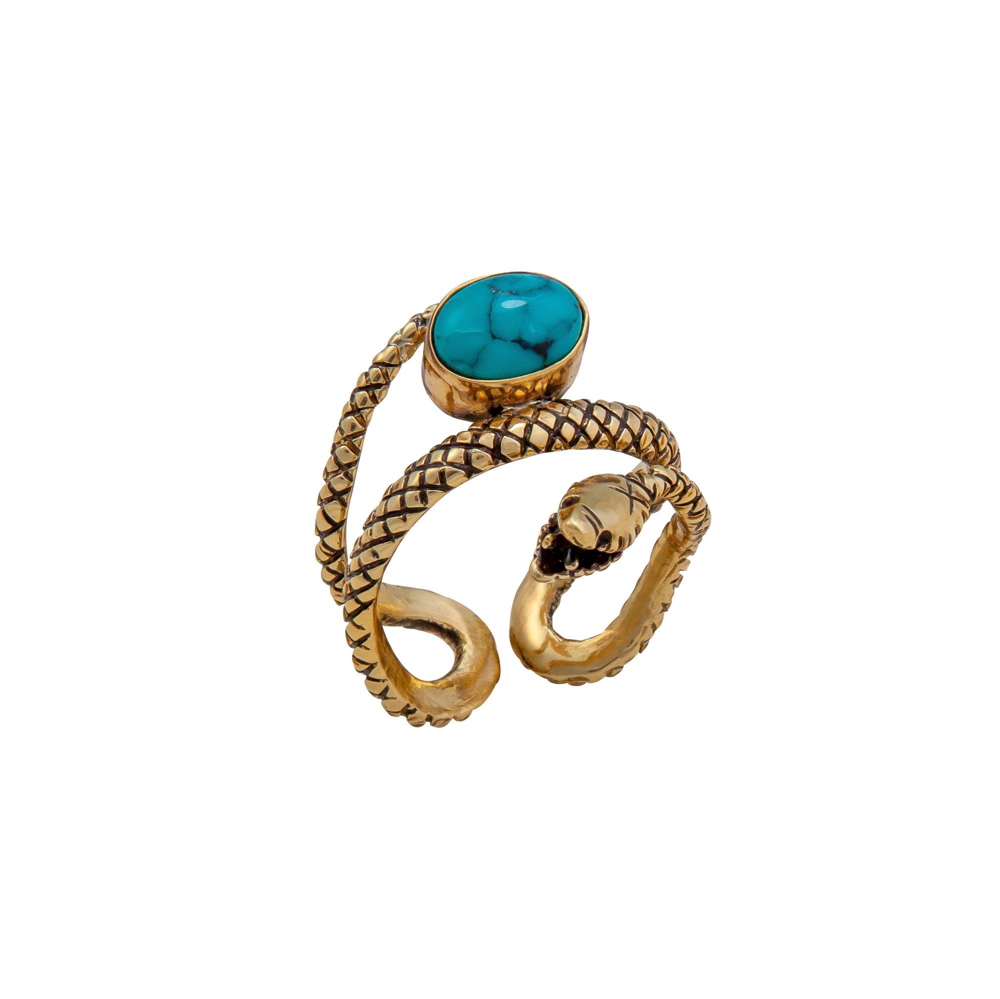 Alchemia Turquoise Snake Adjustable Cuff Ring | Charles Albert Jewelry