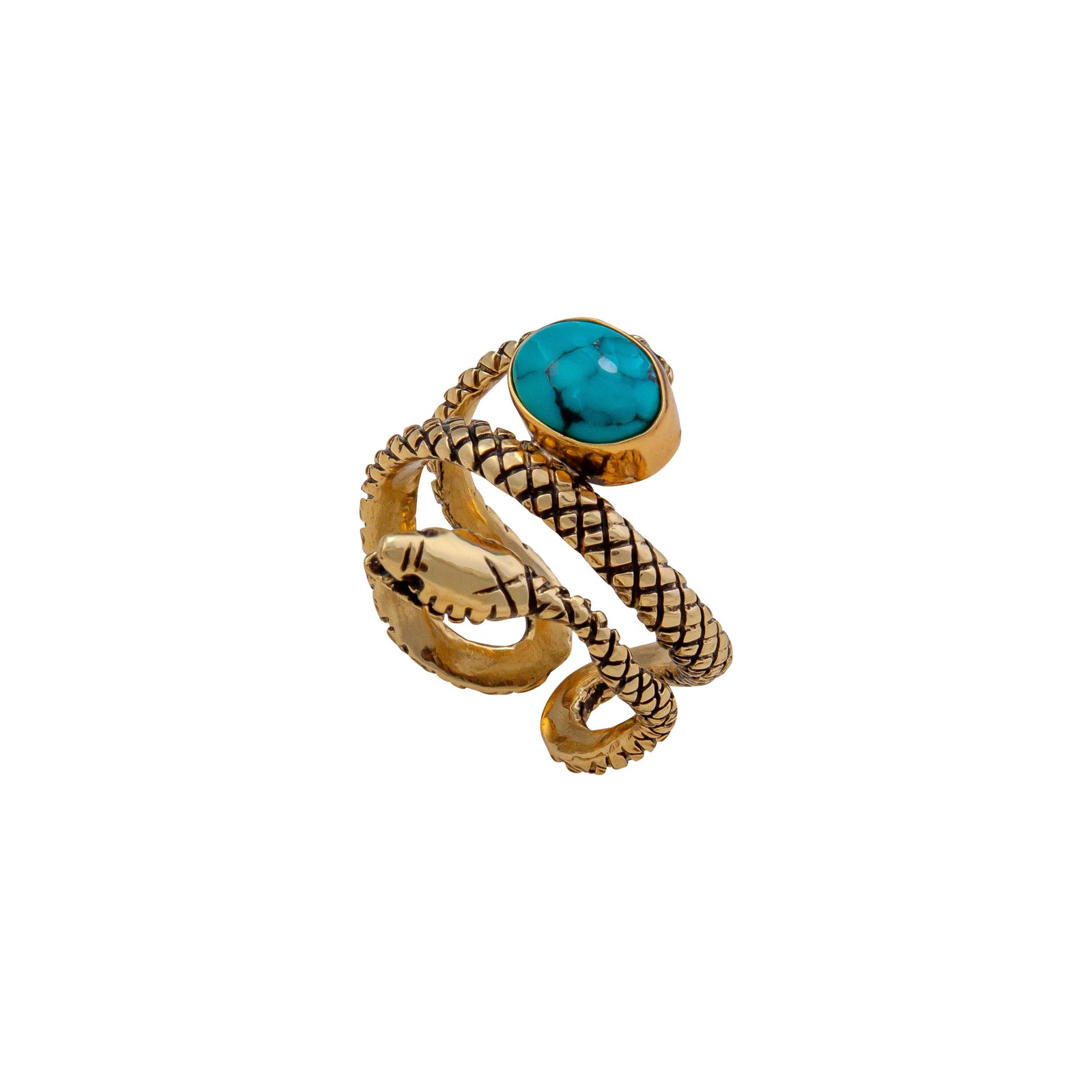 Alchemia Turquoise Snake Adjustable Cuff Ring | Charles Albert Jewelry