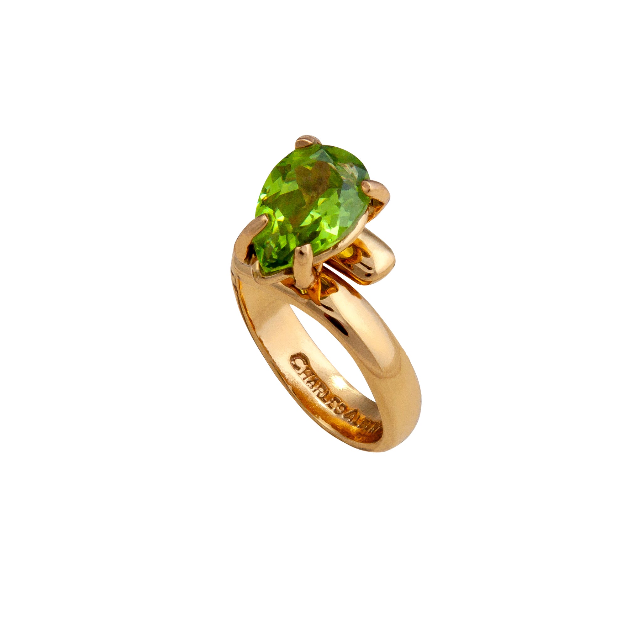 Alchemia Lab Created Peridot Prong Set Adjustable Ring | Charles Albert Jewelry