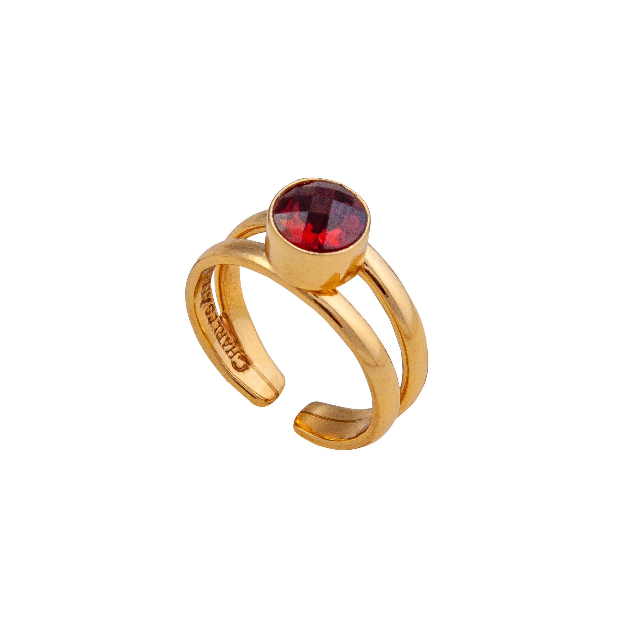 Alchemia Round Garnet Cuff Ring | Charles Albert Jewelry