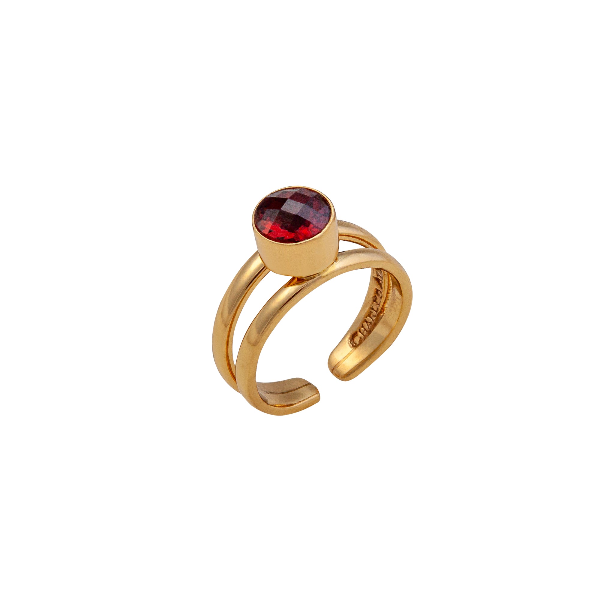 Alchemia Round Garnet Cuff Ring | Charles Albert Jewelry