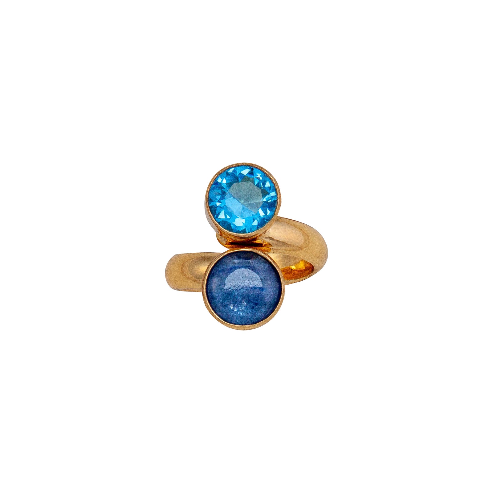 Alchemia Blue Topaz and Kyanite Bypass Adjustable Ring | Charles Albert Jewelry