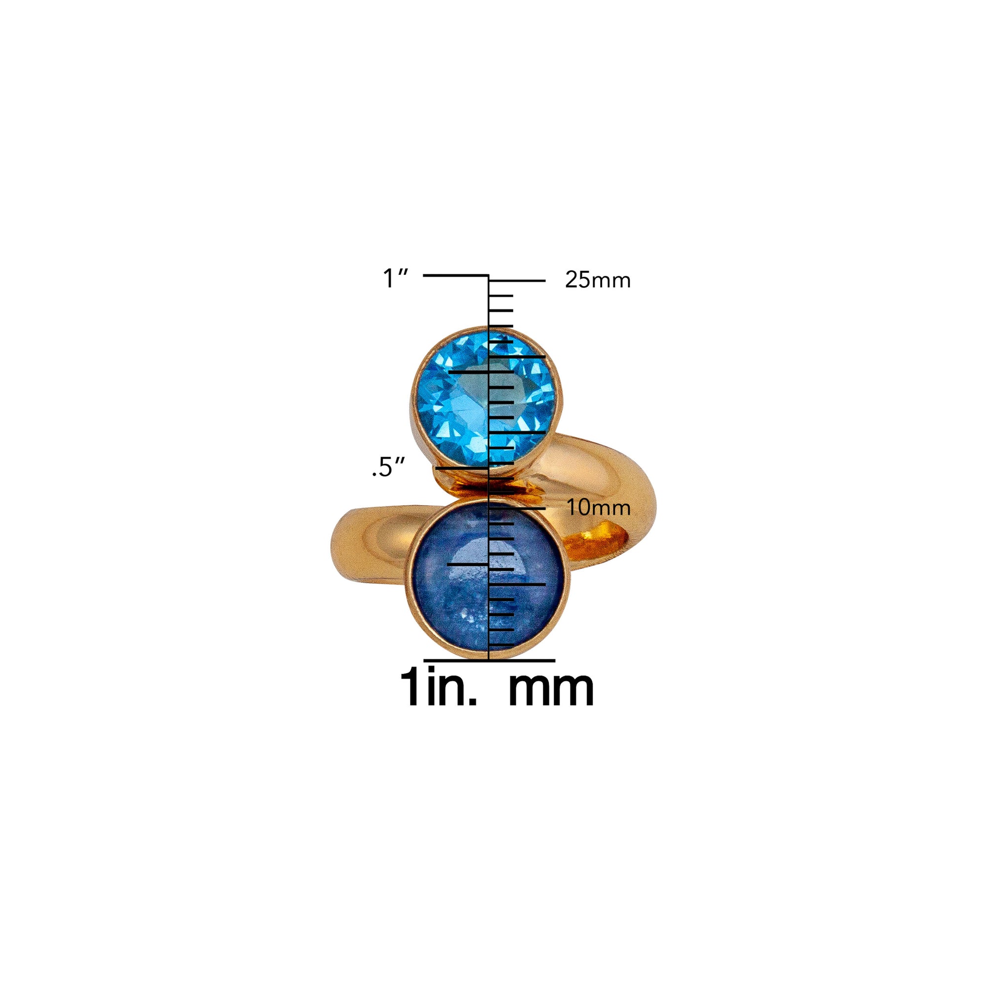 Alchemia Blue Topaz and Kyanite Bypass Adjustable Ring | Charles Albert Jewelry