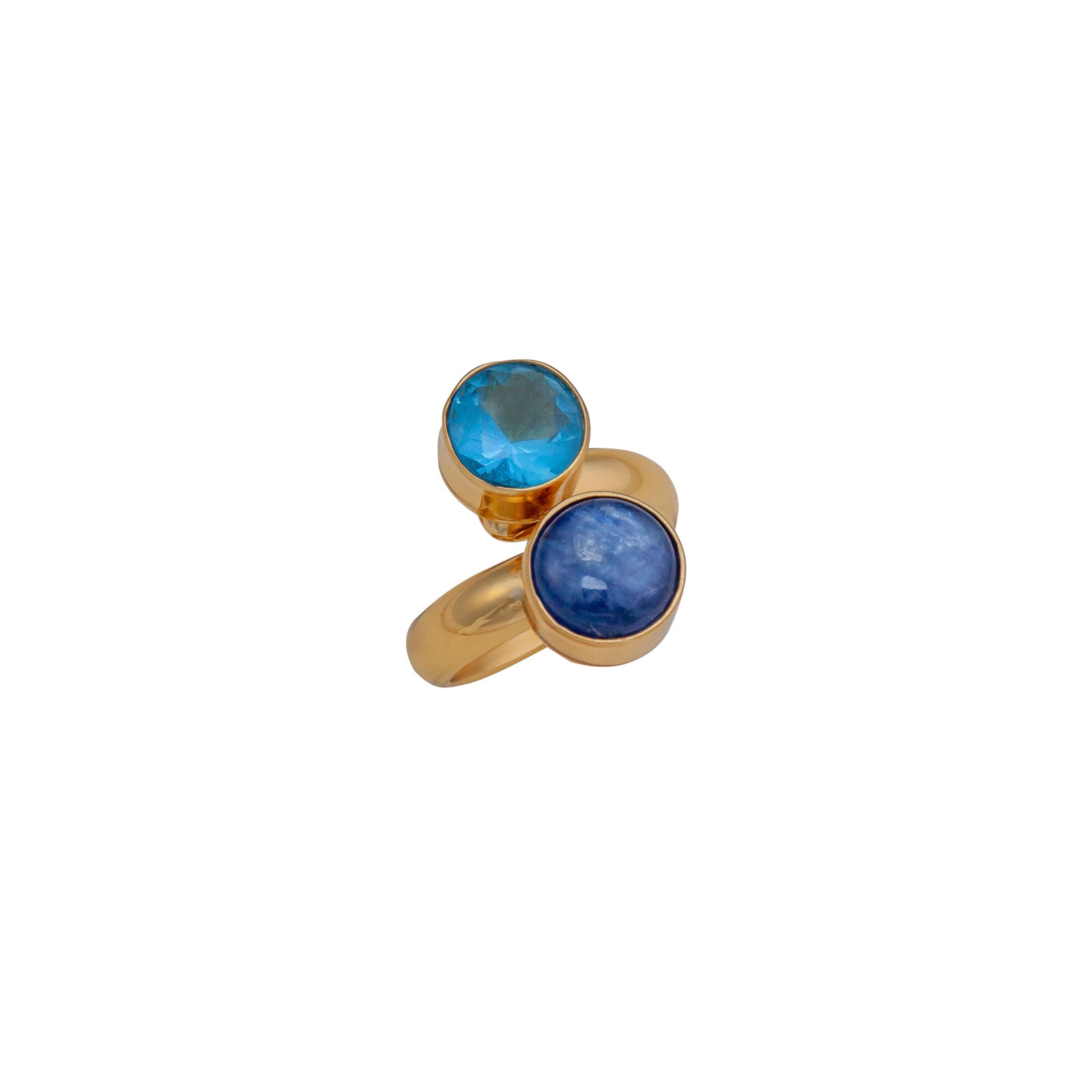 Alchemia Blue Topaz and Kyanite Bypass Adjustable Ring | Charles Albert Jewelry