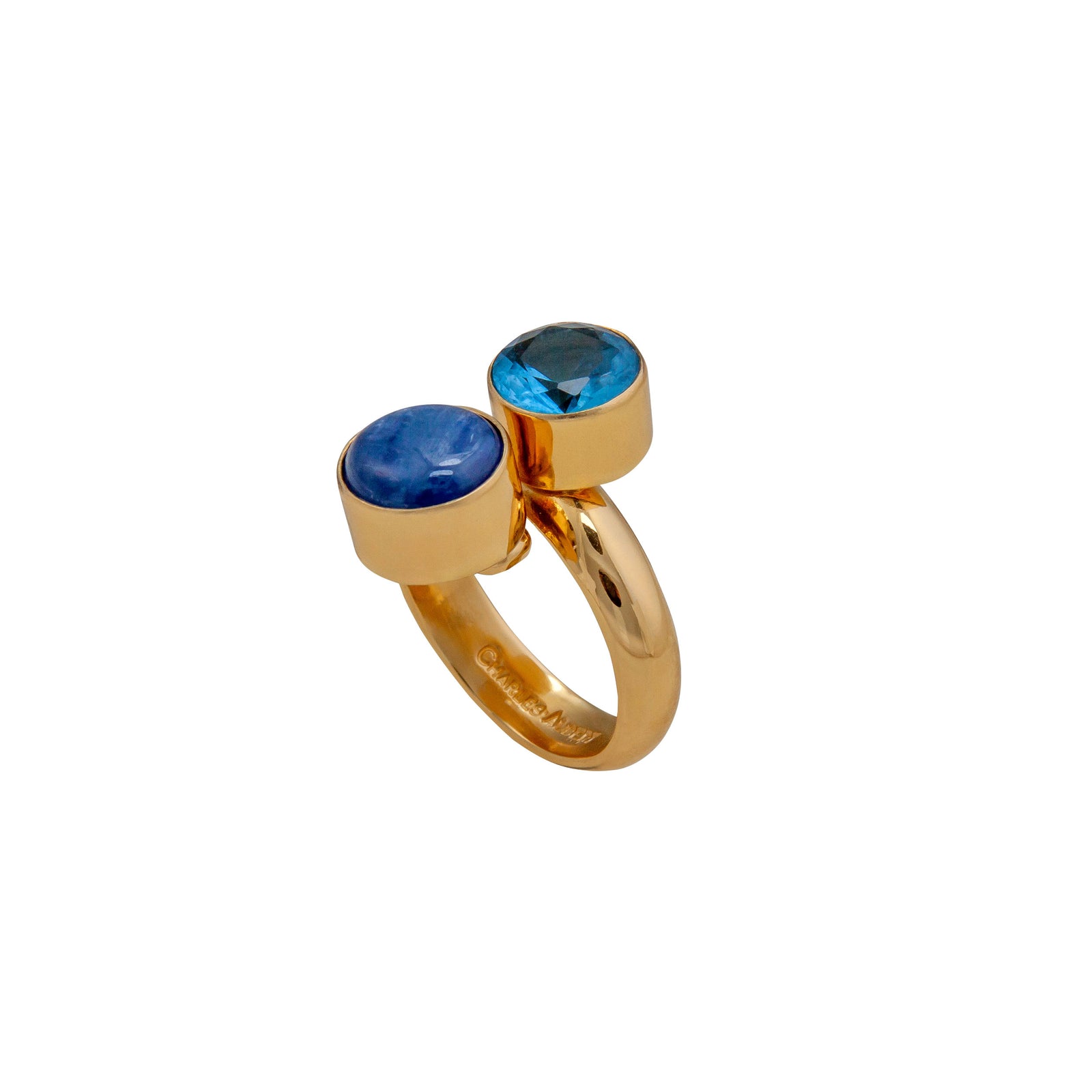 Alchemia Blue Topaz and Kyanite Bypass Adjustable Ring | Charles Albert Jewelry