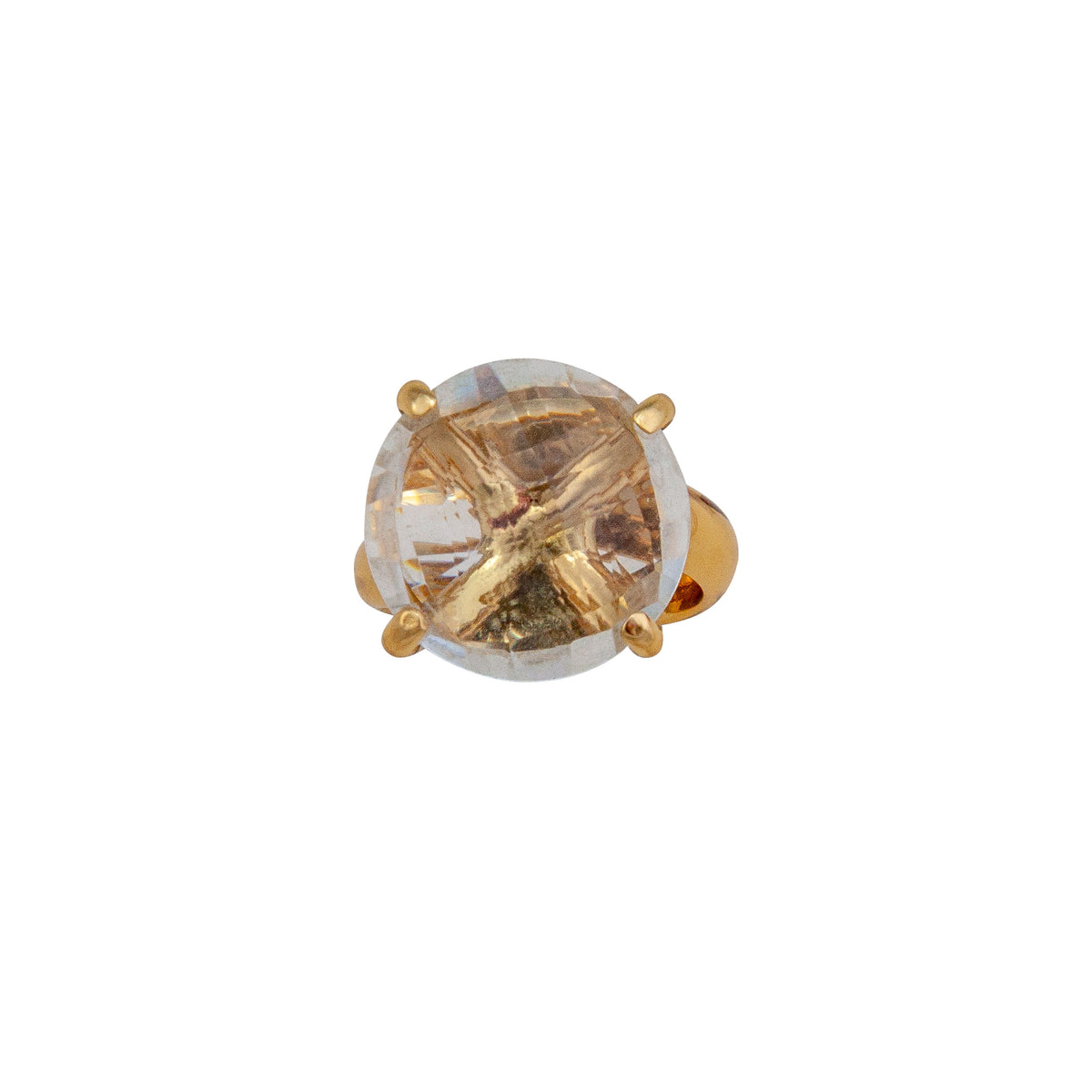 Alchemia Clear Quartz Round Prong Set Adjustable Ring | Charles Albert Jewelry