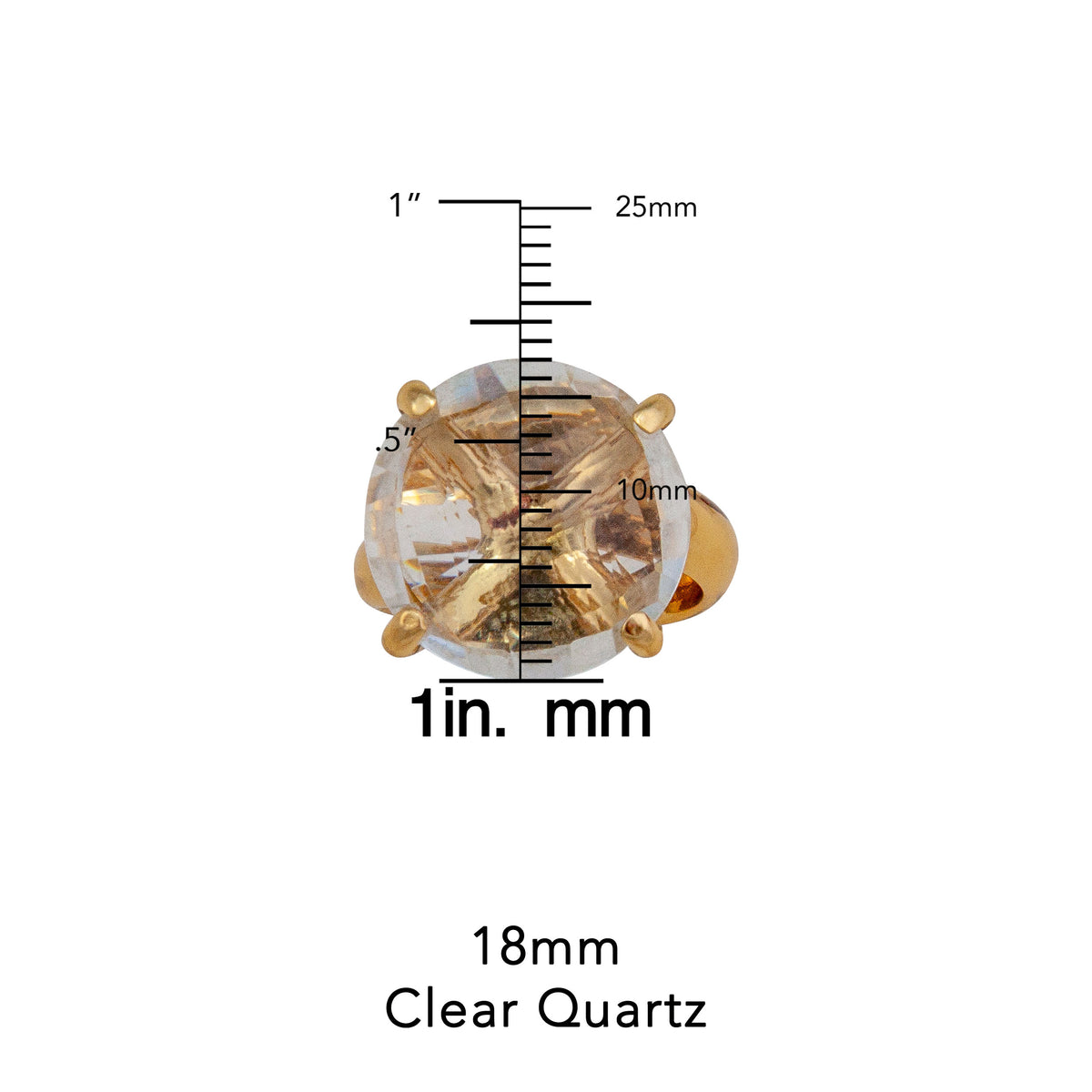 Alchemia Clear Quartz Round Prong Set Adjustable Ring | Charles Albert Jewelry