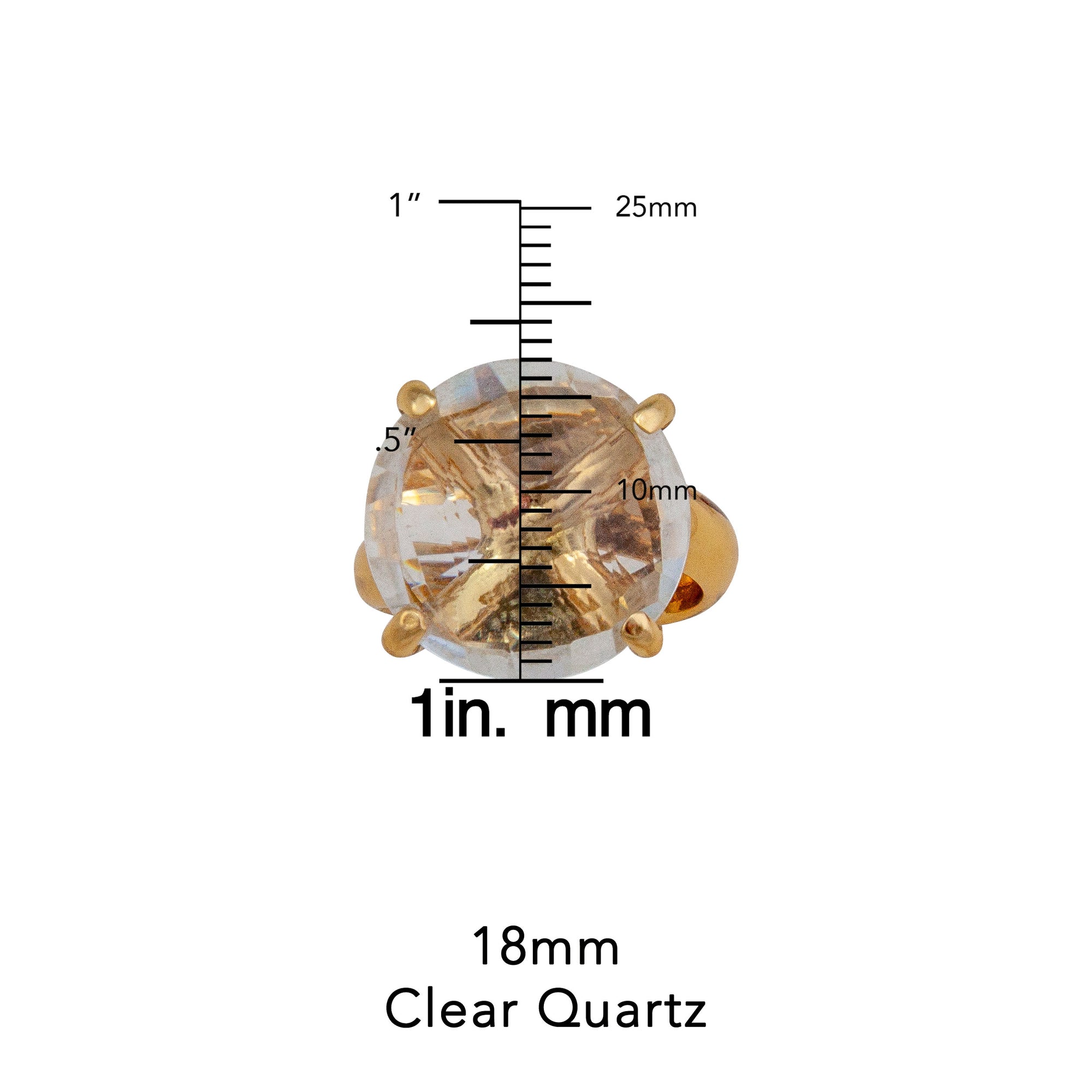 Alchemia Clear Quartz Round Prong Set Adjustable Ring | Charles Albert Jewelry