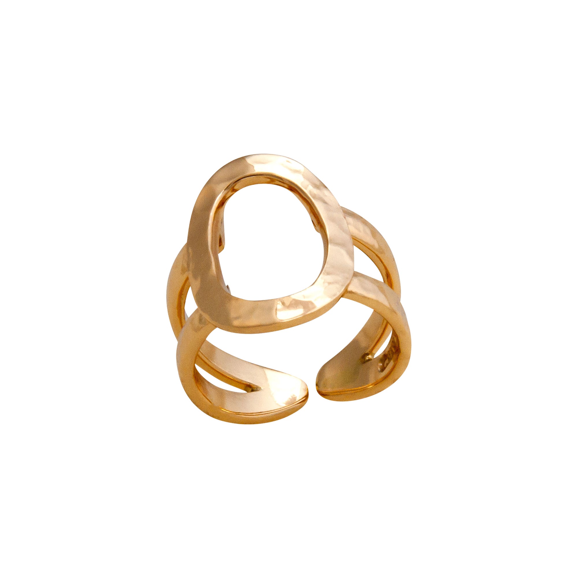 Alchemia Open Oval Hammered Adjustable Cuff Ring | Charles Albert Jewelry