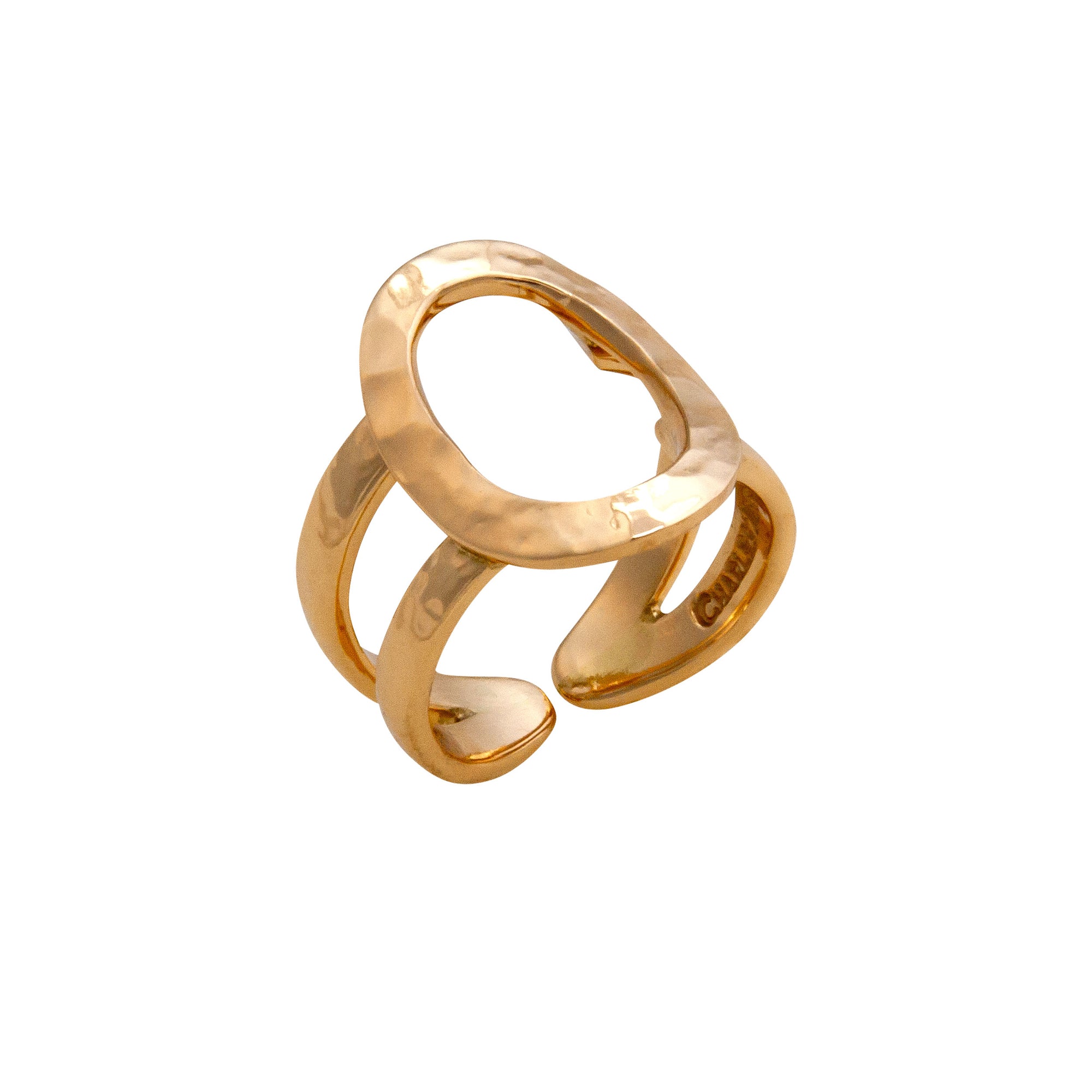 Alchemia Open Oval Hammered Adjustable Cuff Ring | Charles Albert Jewelry