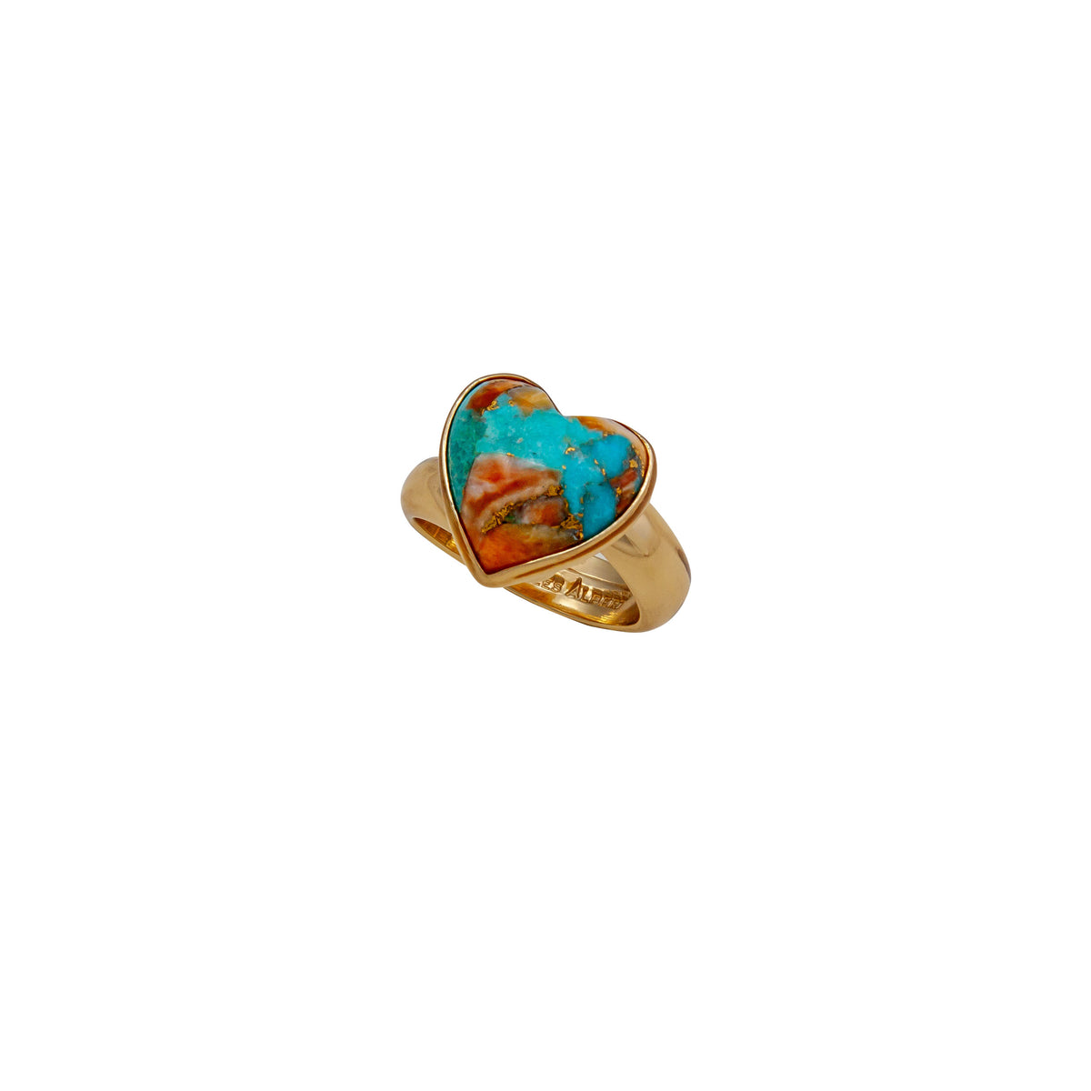 Alchemia Turquoise and Spiny Shell Heart Petite Adjustable Ring | Charles Albert Jewelry