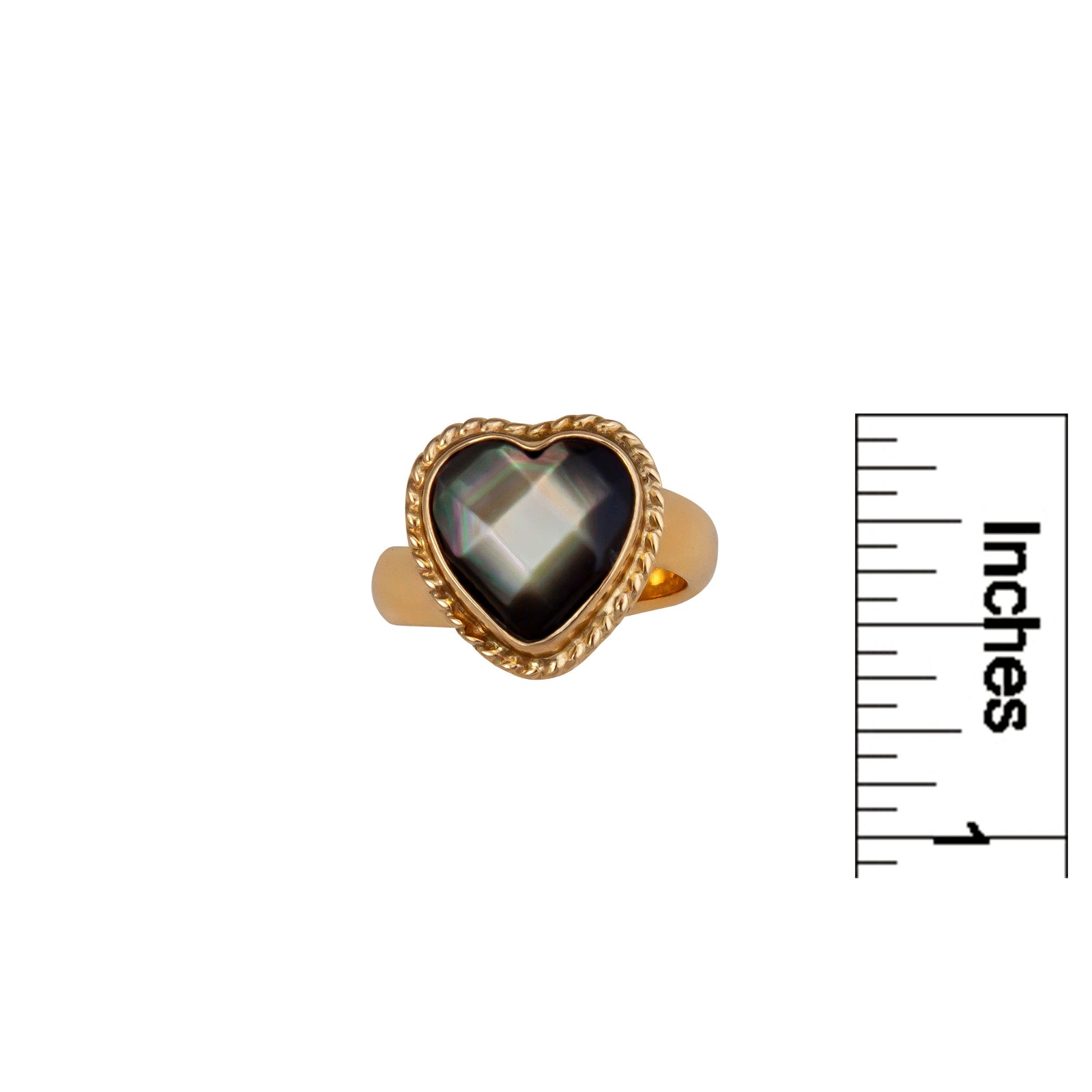 Alchemia Gray Mother of Pearl Faceted Heart Rope Adjustable Ring | Charles Albert Jewelry
