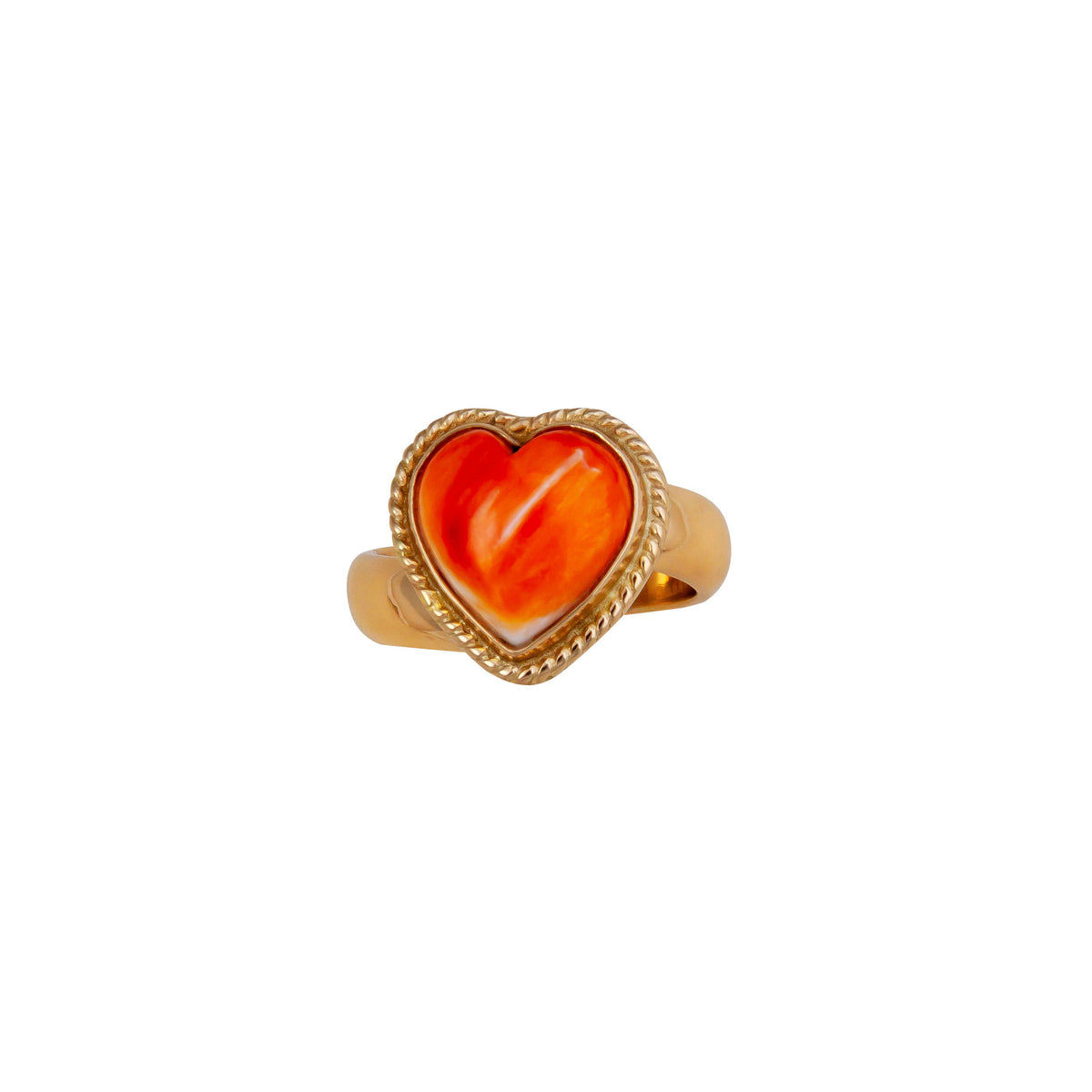 Alchemia Spiny Oyster Shell Heart Rope Adjustable Ring | Charles Albert Jewelry