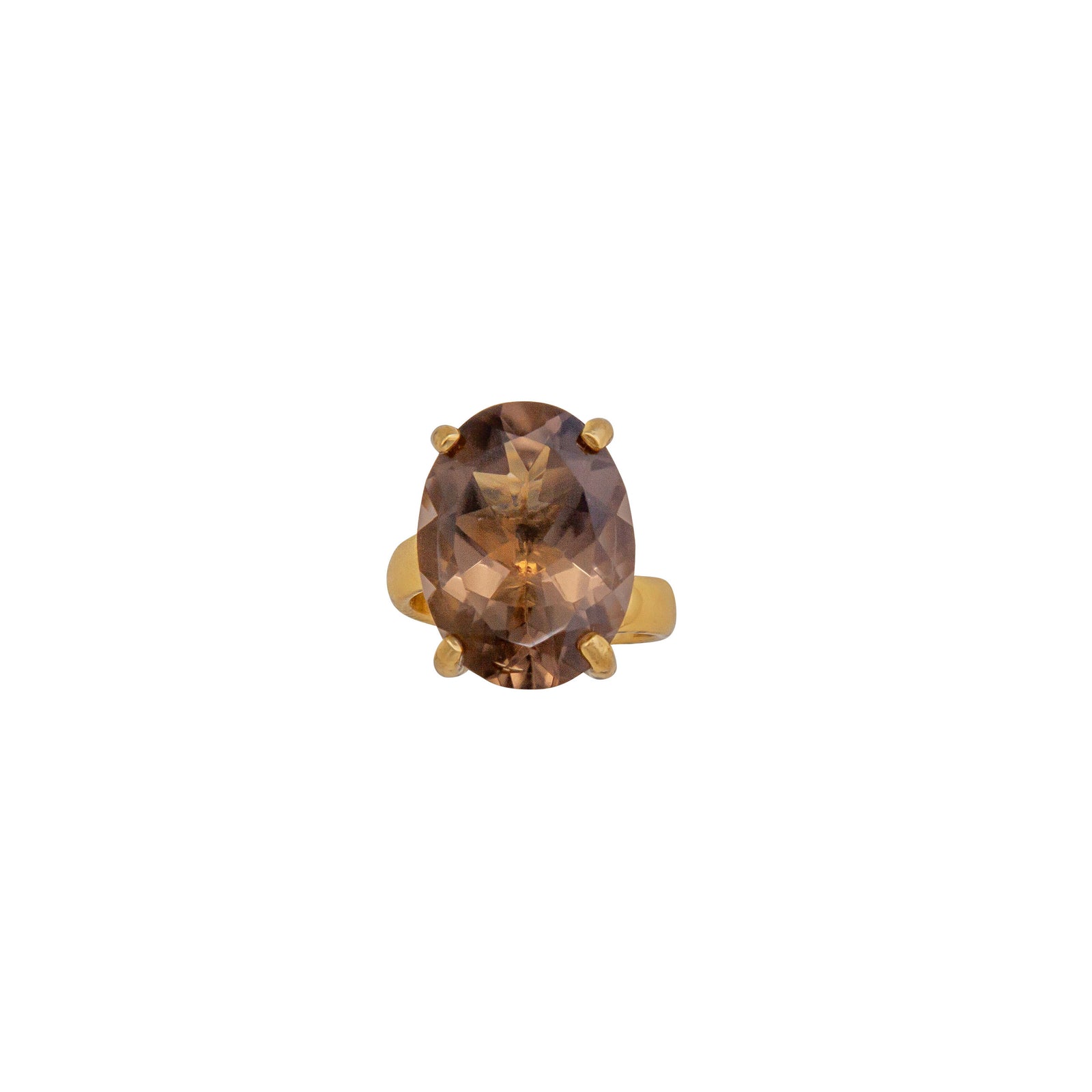 Alchemia Smokey Quartz Oval Prong Set Adjustable Ring | Charles Albert Jewelry
