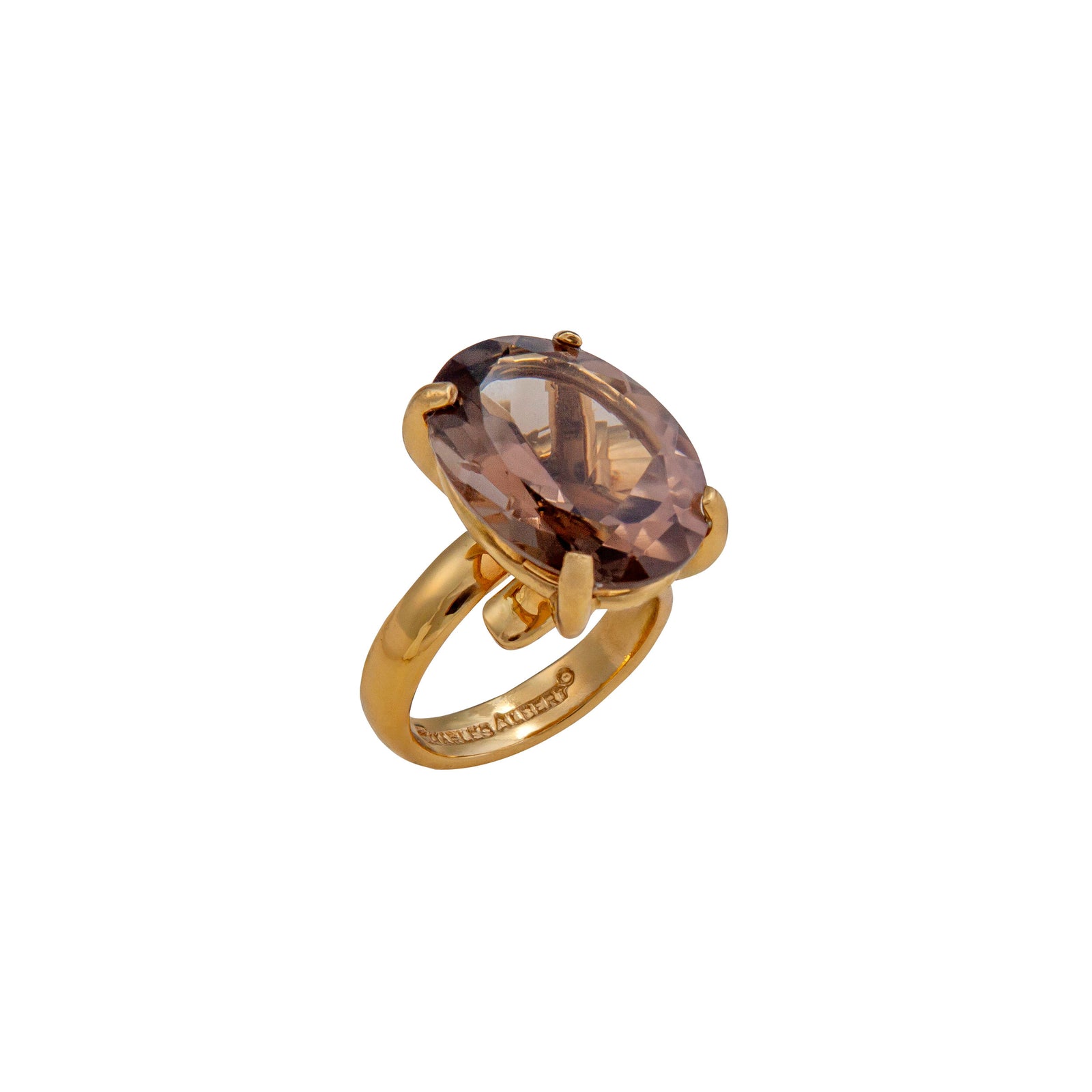 Alchemia Smokey Quartz Oval Prong Set Adjustable Ring | Charles Albert Jewelry