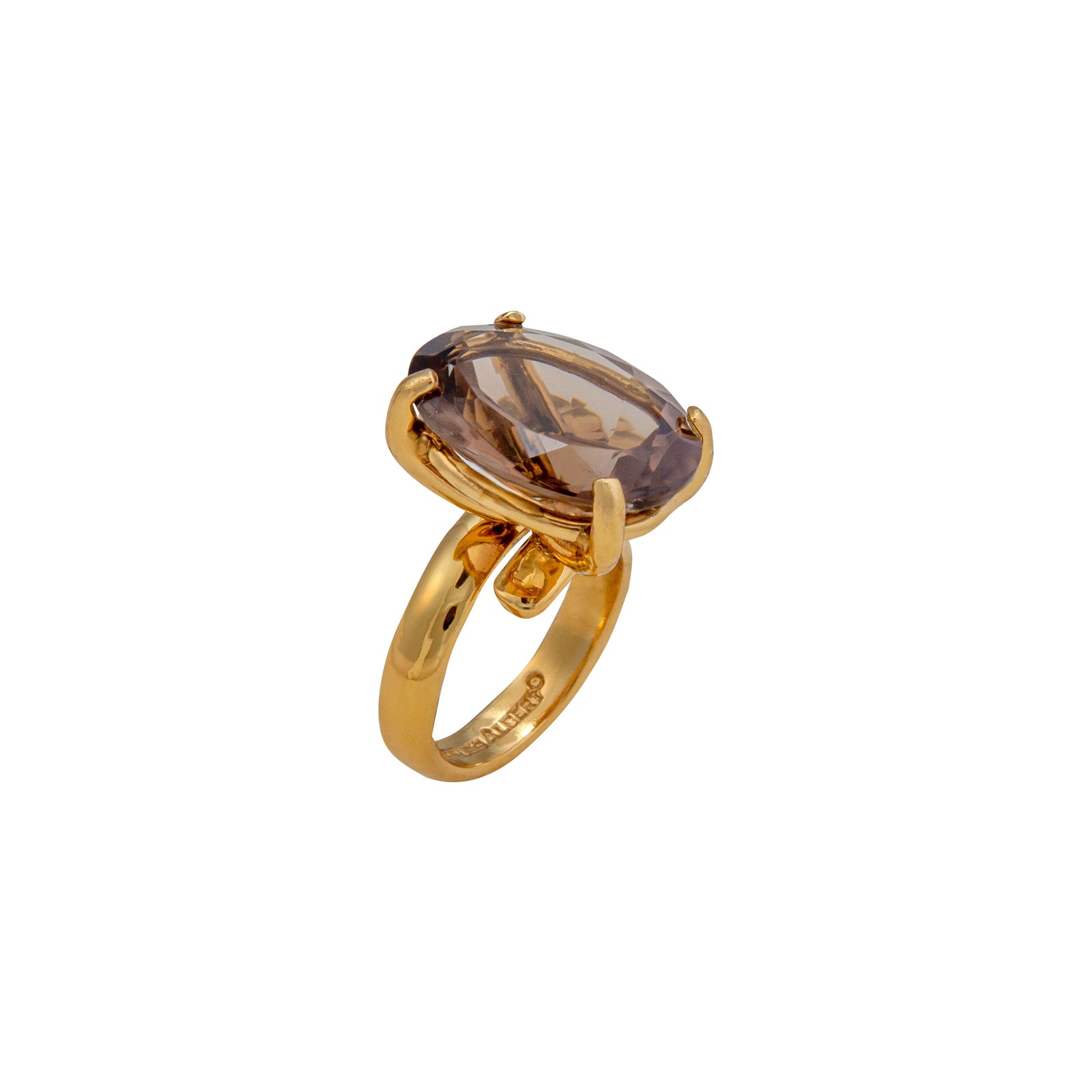 Alchemia Smokey Quartz Oval Prong Set Adjustable Ring | Charles Albert Jewelry