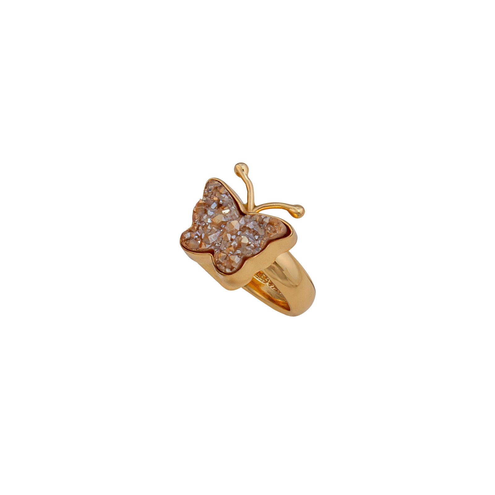 Alchemia Peach Butterfly Druzy Adjustable Ring| Charles Albert Jewelry