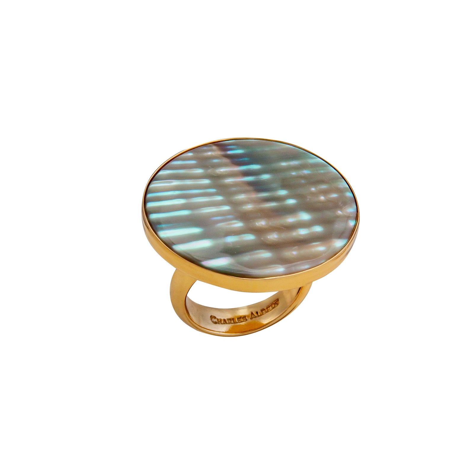 Alchemia Natural Abalone Round Adjustable Ring | Charles Albert Jewelry