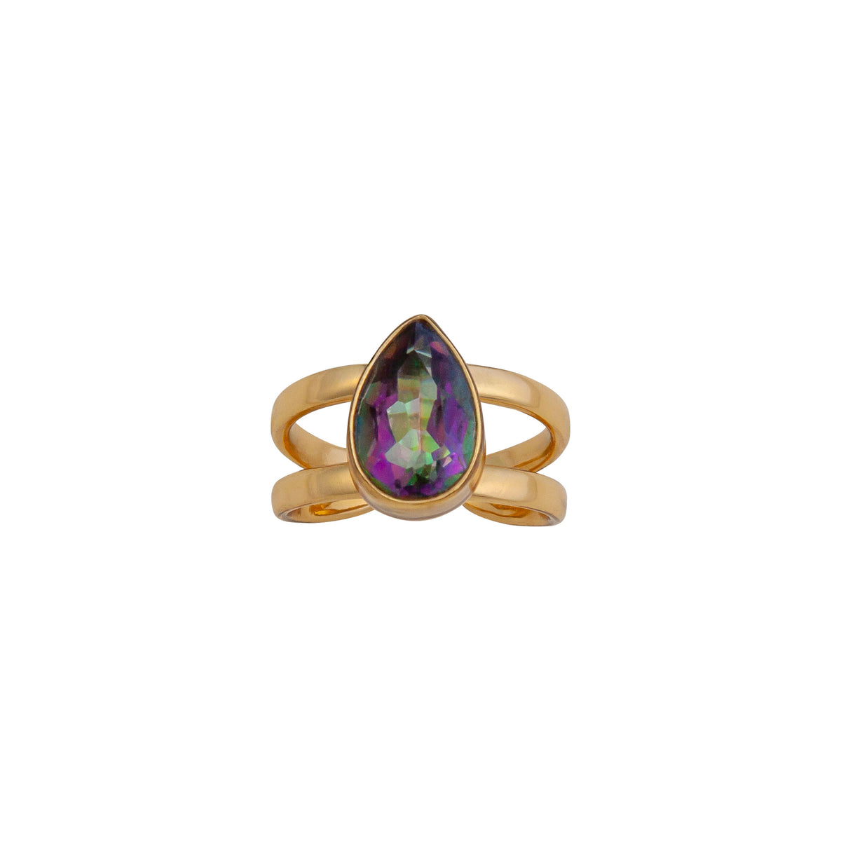 Alchemia Rainbow Mystic Quartz Adjustable Cuff Ring | Charles Albert Jewelry