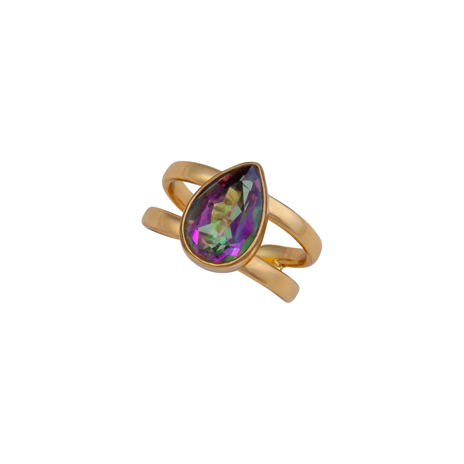 Alchemia Rainbow Mystic Quartz Adjustable Cuff Ring | Charles Albert Jewelry