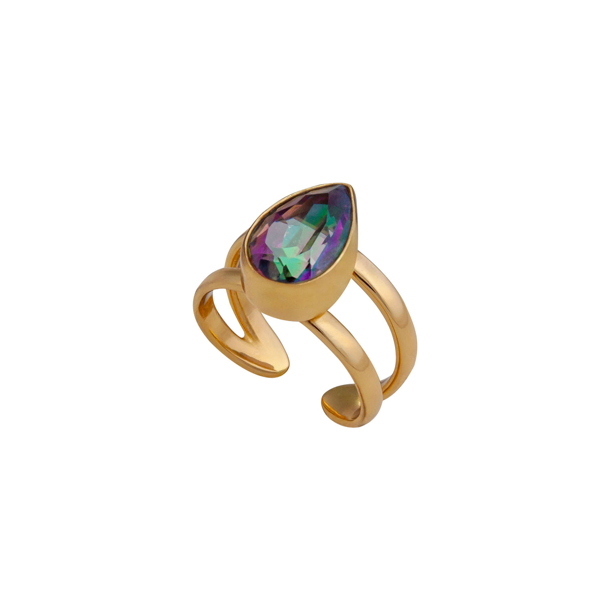 Alchemia Rainbow Mystic Quartz Adjustable Cuff Ring | Charles Albert Jewelry