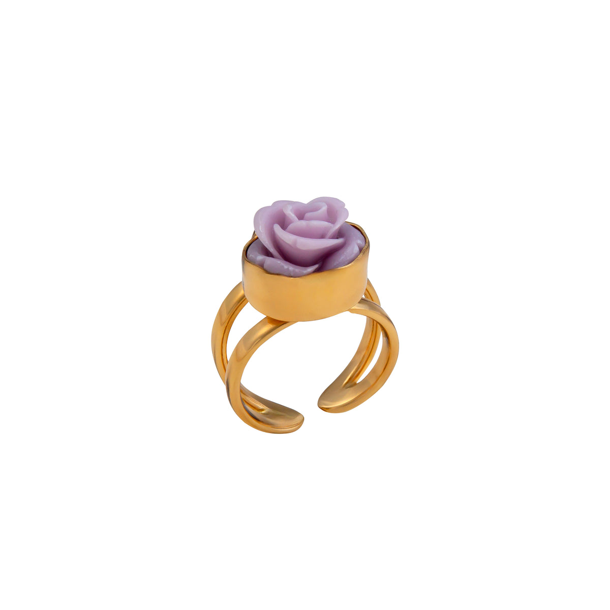 Alchemia Lavender Resin Rose Adjustable Cuff Ring | Charles Albert Jewelry