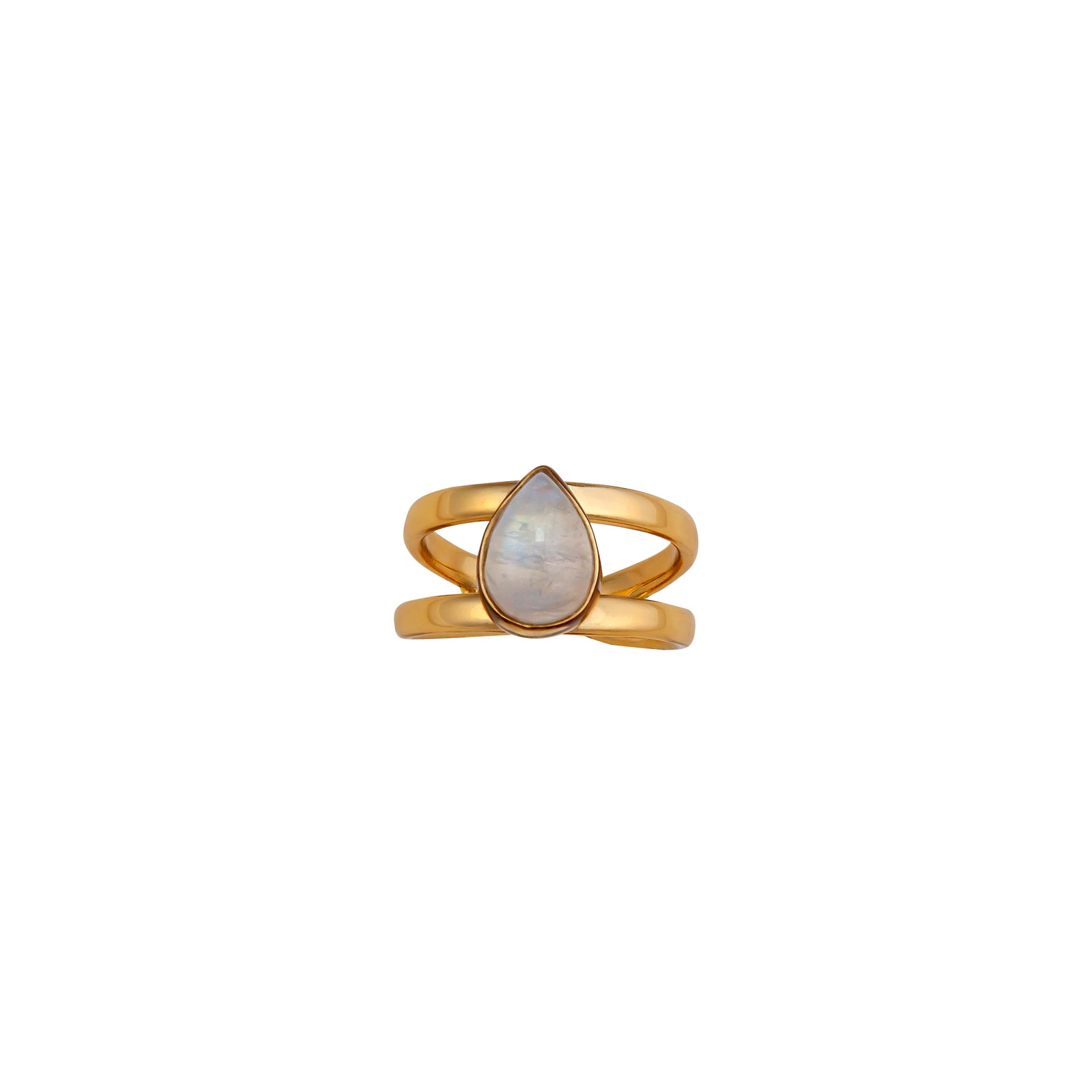 Alchemia Rainbow Moonstone Teardrop Adjustable Cuff Ring | Charles Albert Jewelry