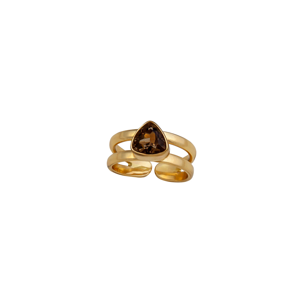 Alchemia Smokey Quartz Trillion Adjustable Cuff Ring | Charles Albert Jewelry