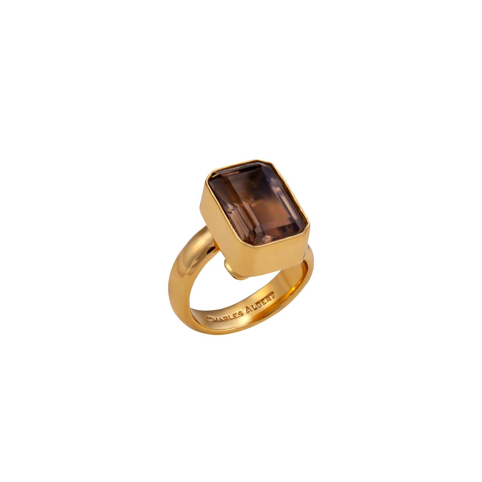 Alchemia Smokey Quartz Rectangle Adjustable Ring | Charles Albert Jewelry