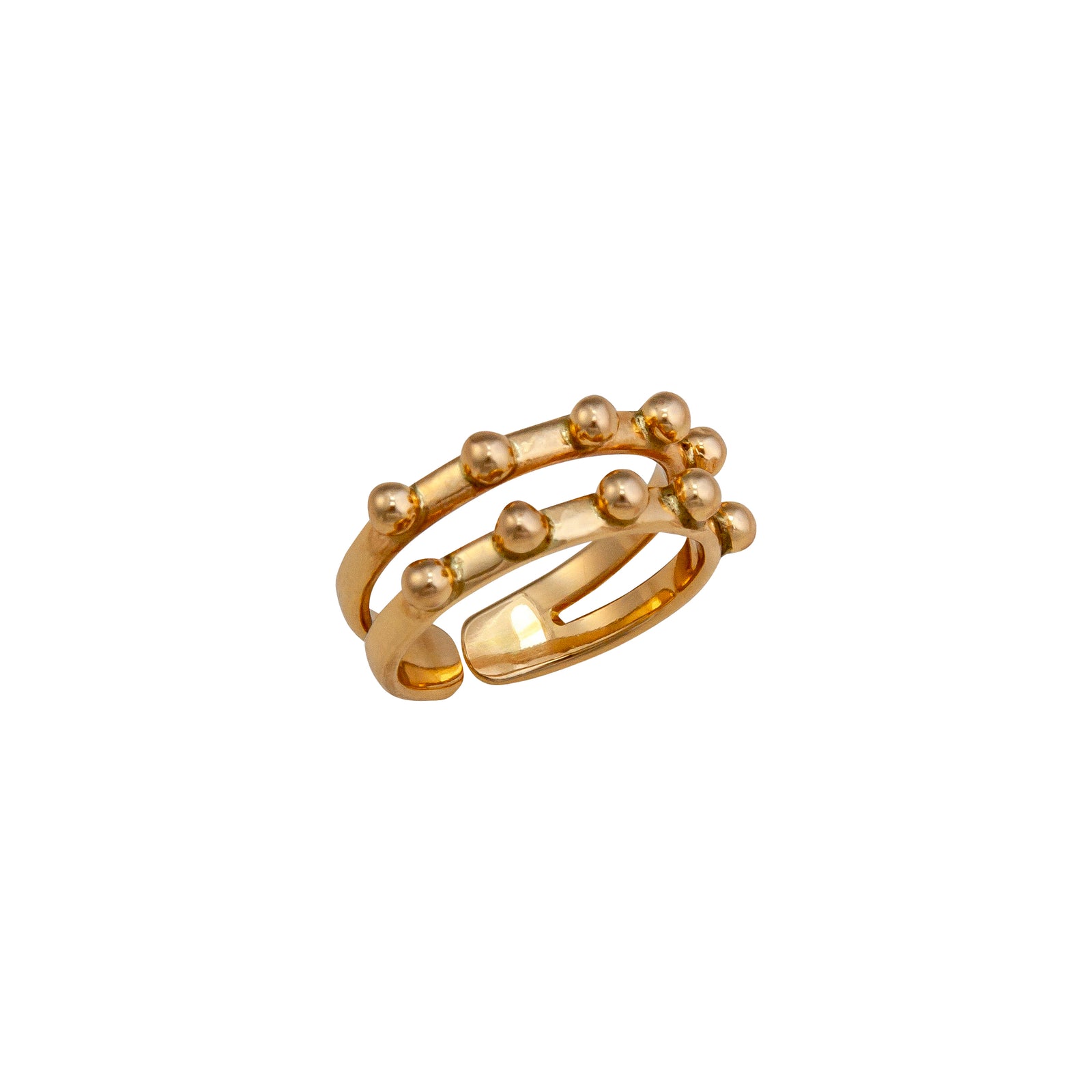 Alchemia Detailed Dot Double Band Adjustable Cuff Ring | Charles Albert Jewelry