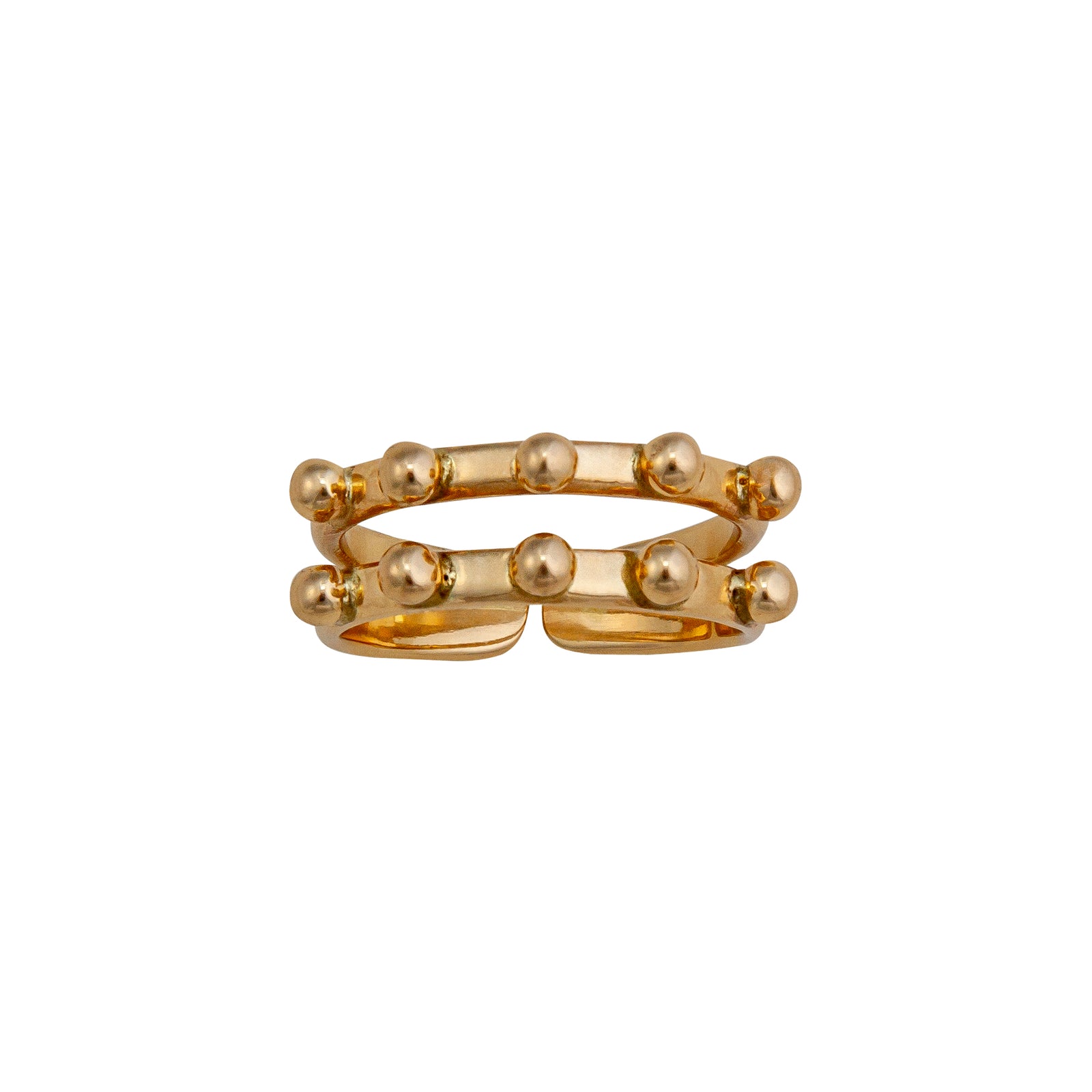 Alchemia Detailed Dot Double Band Adjustable Cuff Ring | Charles Albert Jewelry